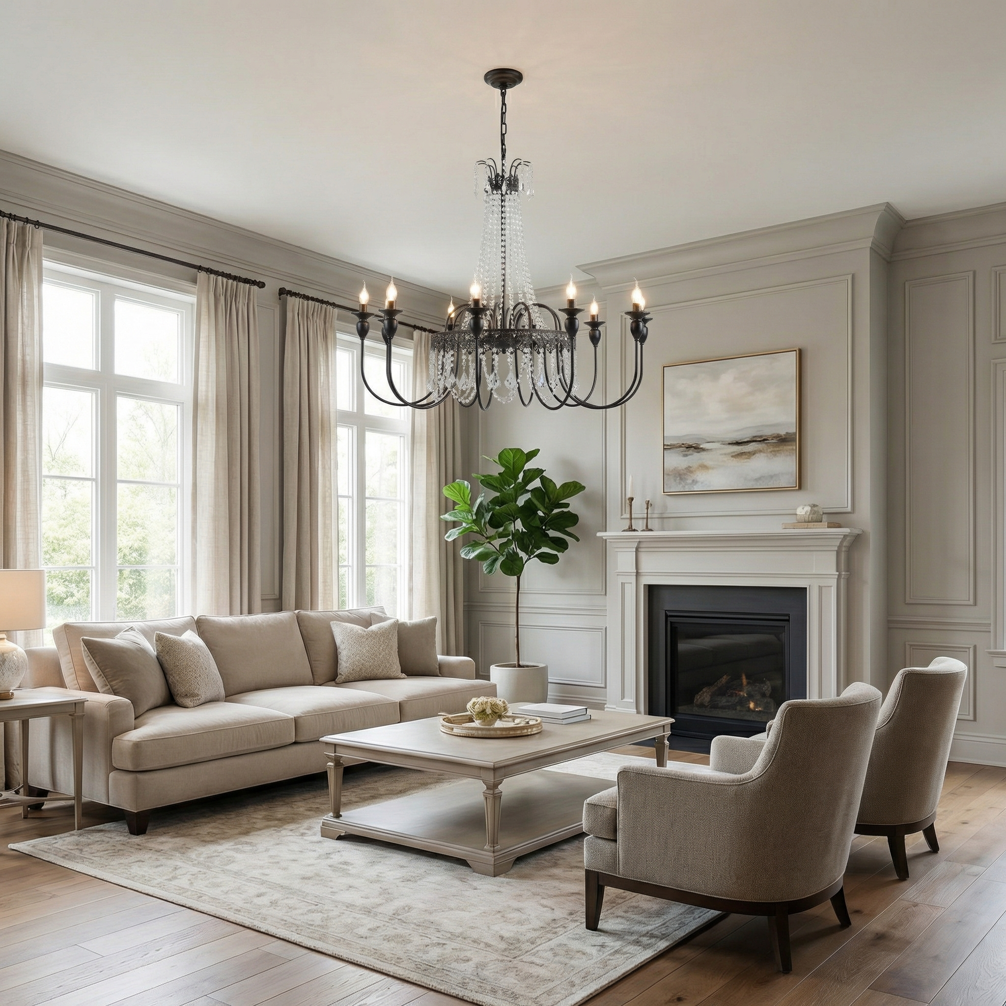 Elegant Crystal Chandelier | Modern Design with Soft Diffused Light | Luxurious Home Décor for Bedrooms and Living Rooms