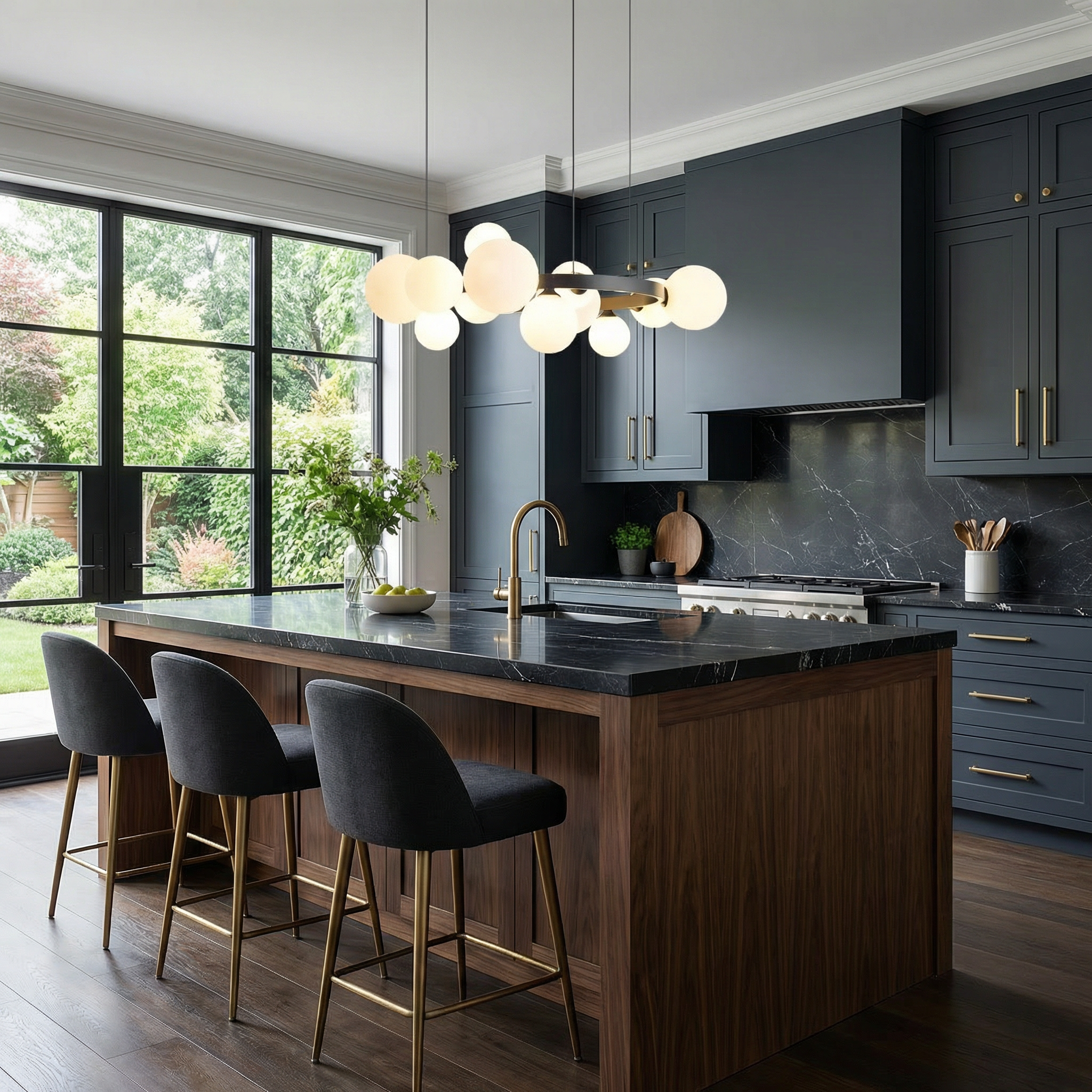 Nordic Elegance | Modern Chandelier Light with Adjustable Height | Sculptural Globe Design for Cozy Dining Rooms