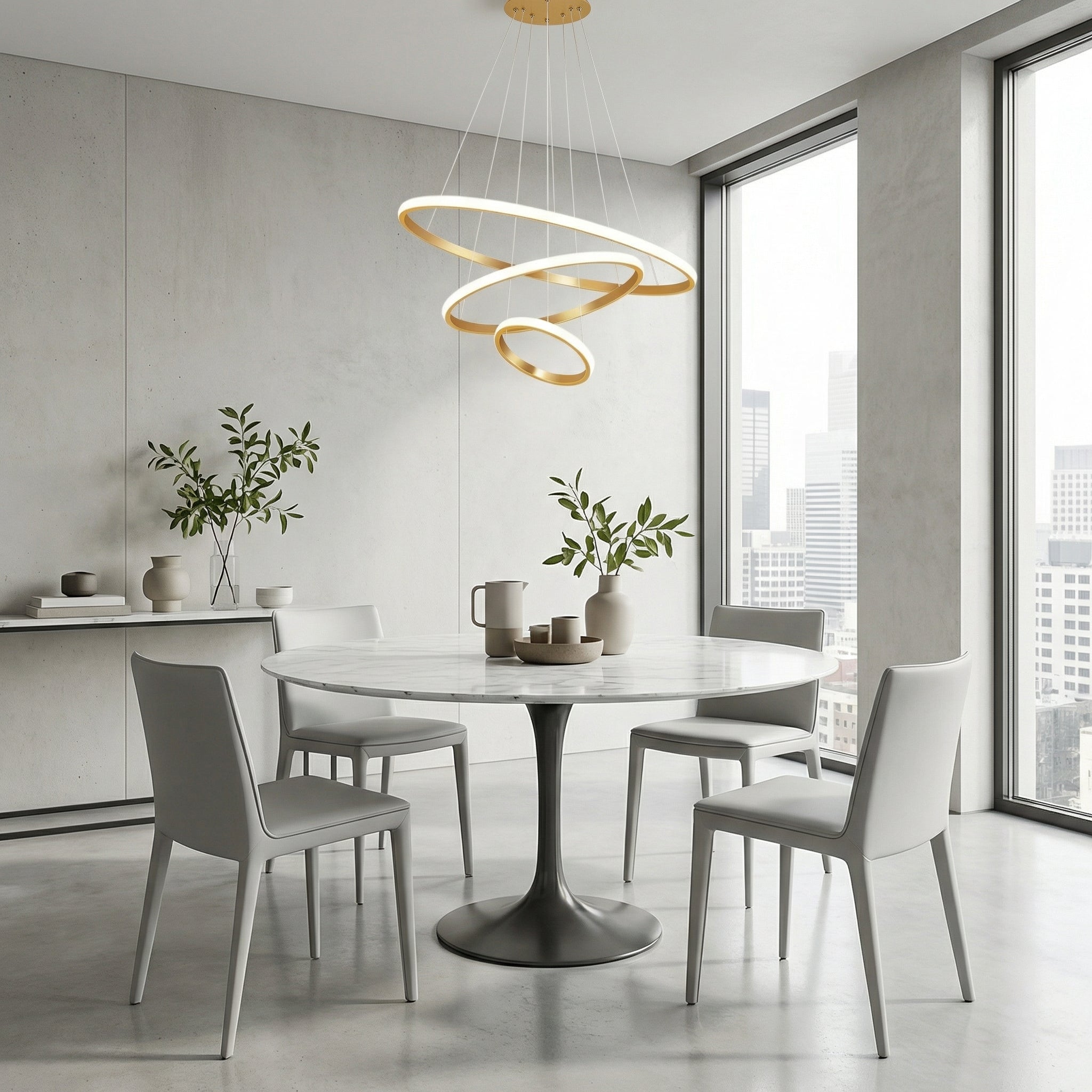 Elegant Modern Chandelier Light with 3-Layer Design & LED Bulbs | Adjustable Height for Dining Room Decor