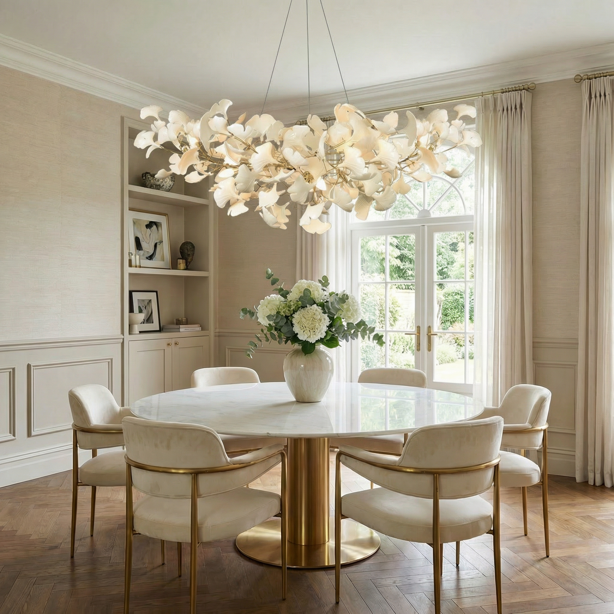 Gingko Collection | Modern Chandelier Light with Handcrafted Porcelain Leaves