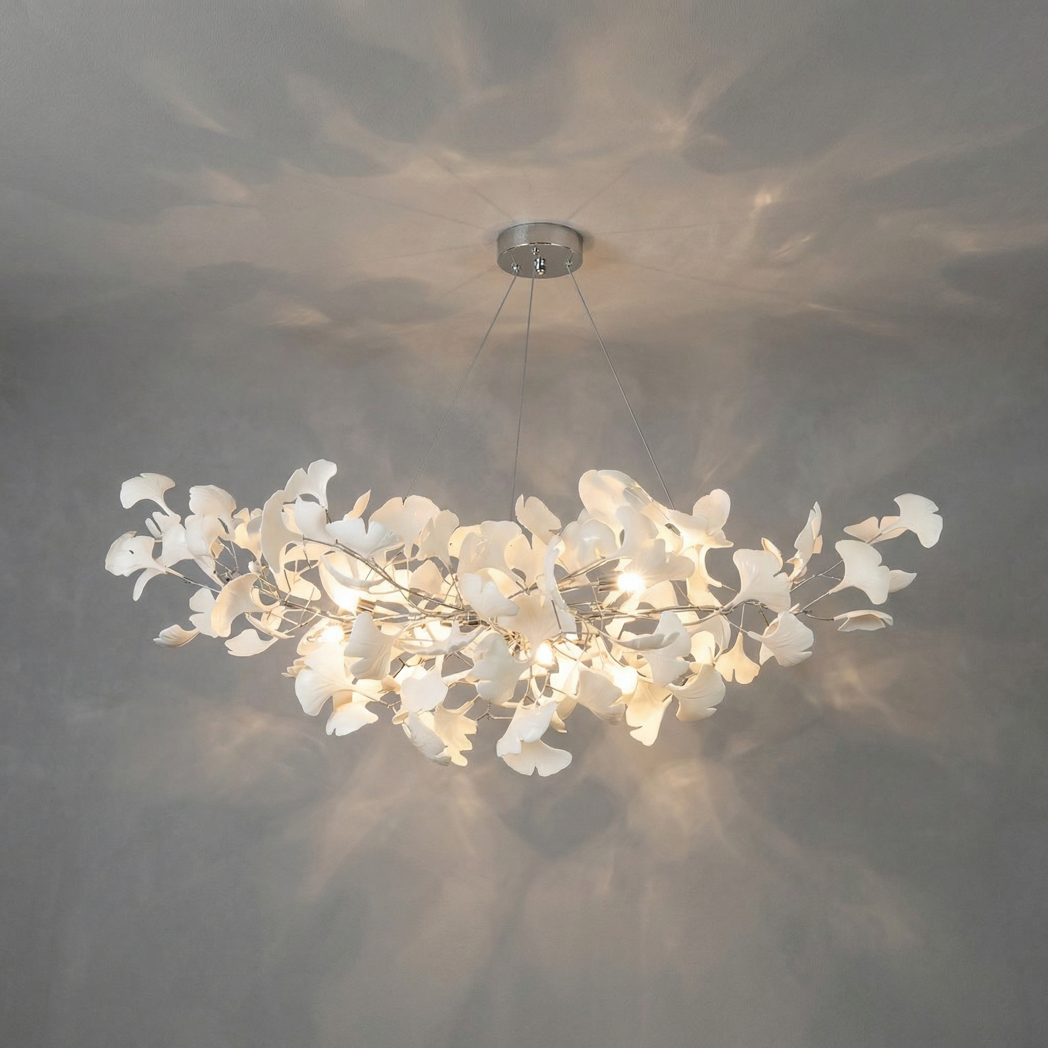 Gingko Collection | Modern Chandelier Light with Handcrafted Porcelain Leaves