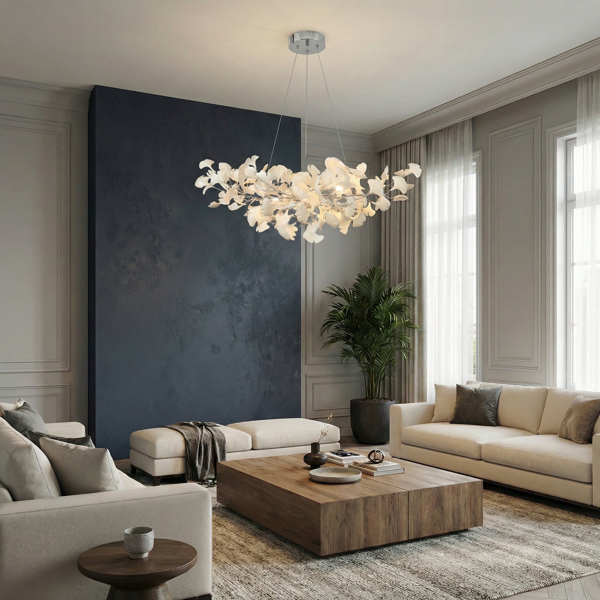Gingko Collection | Modern Chandelier Light with Handcrafted Porcelain Leaves