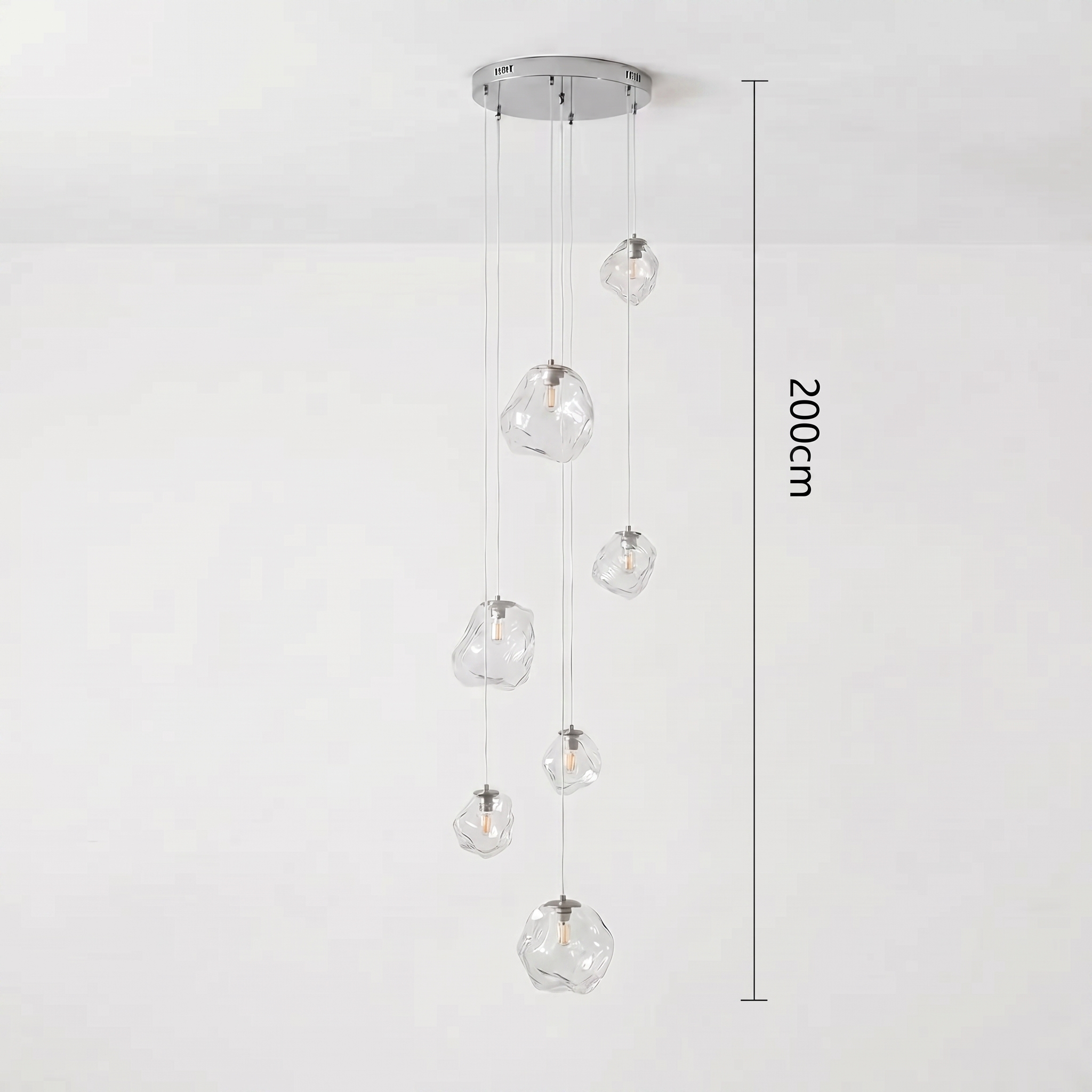 Staircase Chandelier for High Ceilings | Modern Glass Pendant Light | Kelvinum