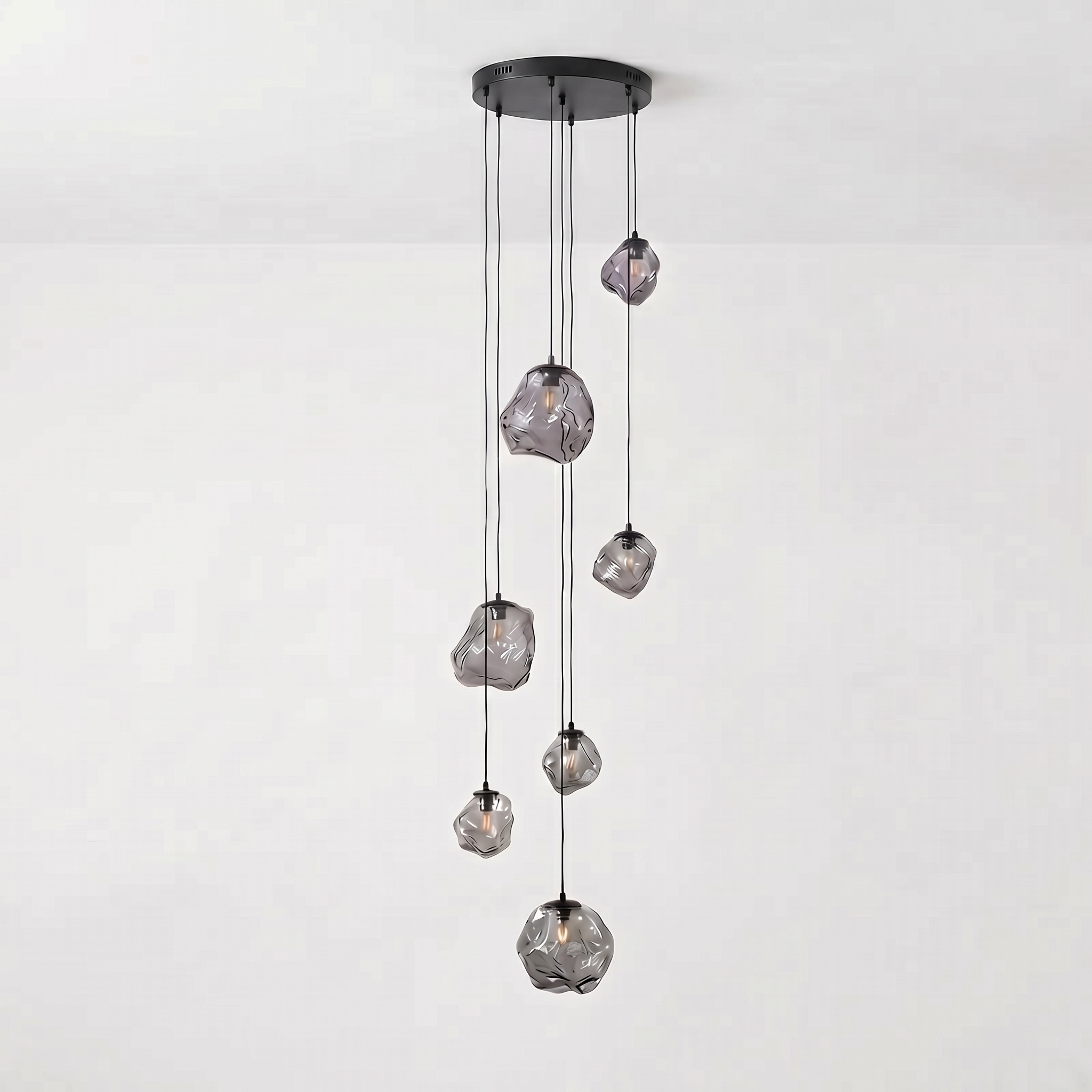 Staircase Chandelier for High Ceilings | Modern Glass Pendant Light | Kelvinum