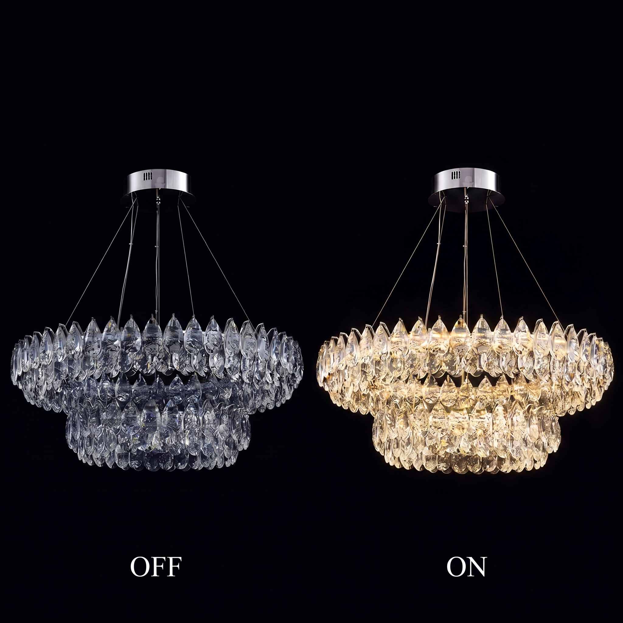 Luxury Crystal Chandelier | Modern Ring Ceiling Light for Living Room & Dining Room