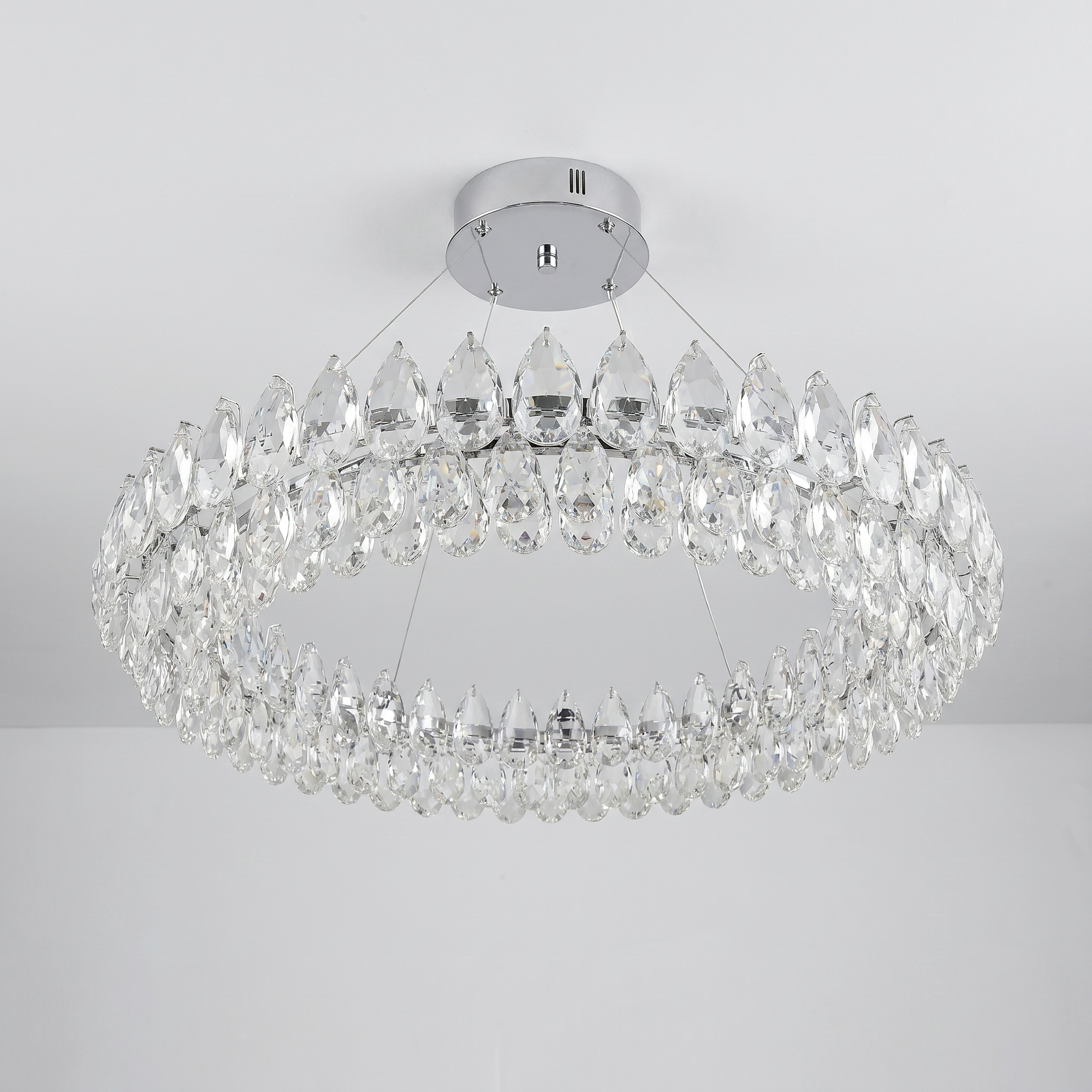 Luxury Crystal Chandelier | Modern Ring Ceiling Light for Living Room & Dining Room