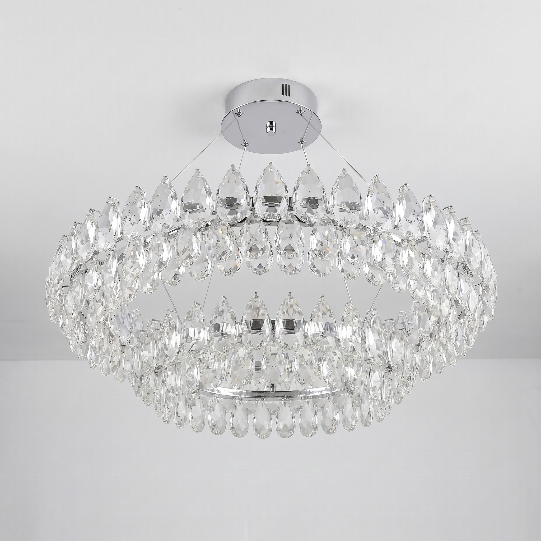 Luxury Crystal Chandelier | Modern Ring Ceiling Light for Living Room & Dining Room