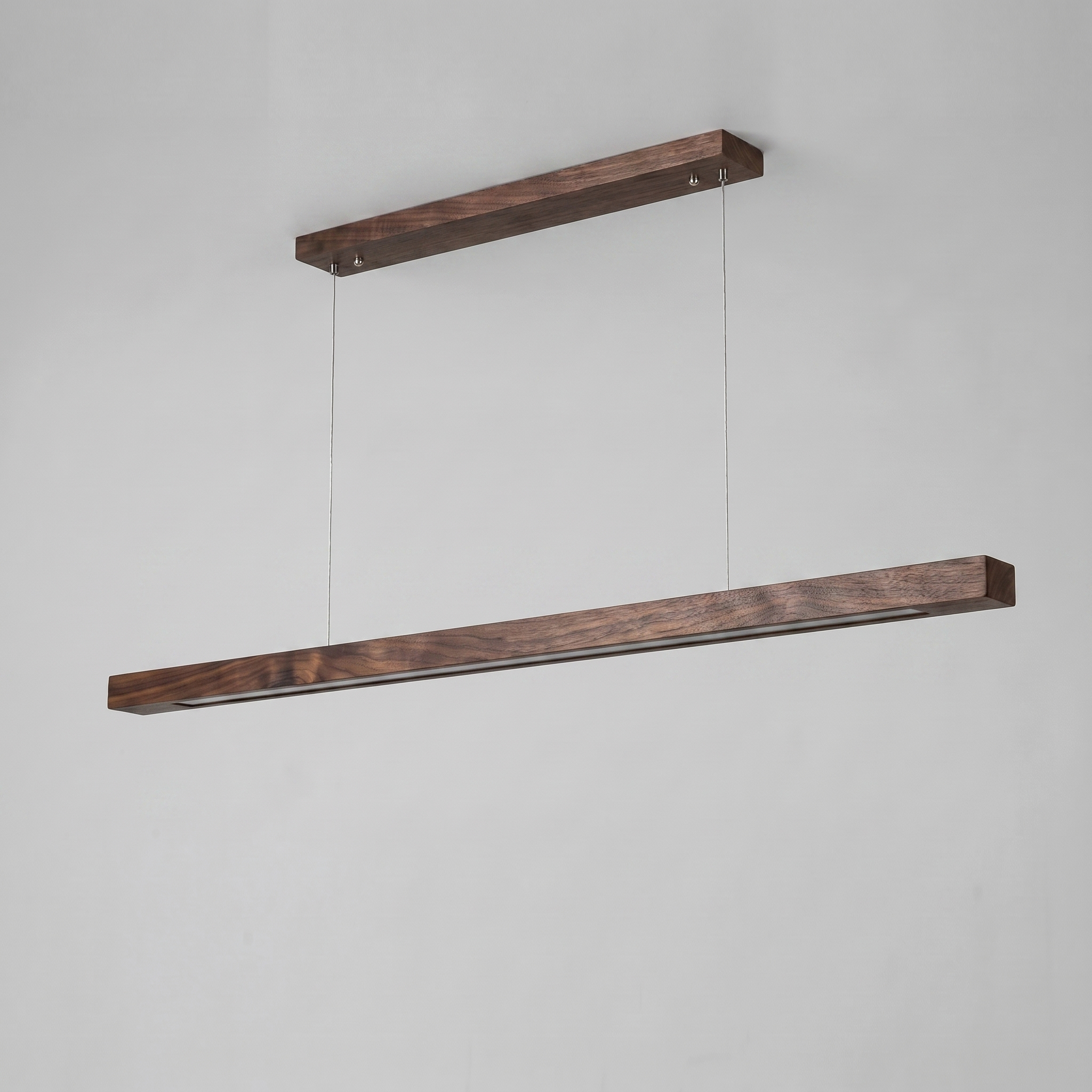 Modern Linear Wood Pendant Light | LED Ceiling Lamp for Kitchen Island & Dining Table