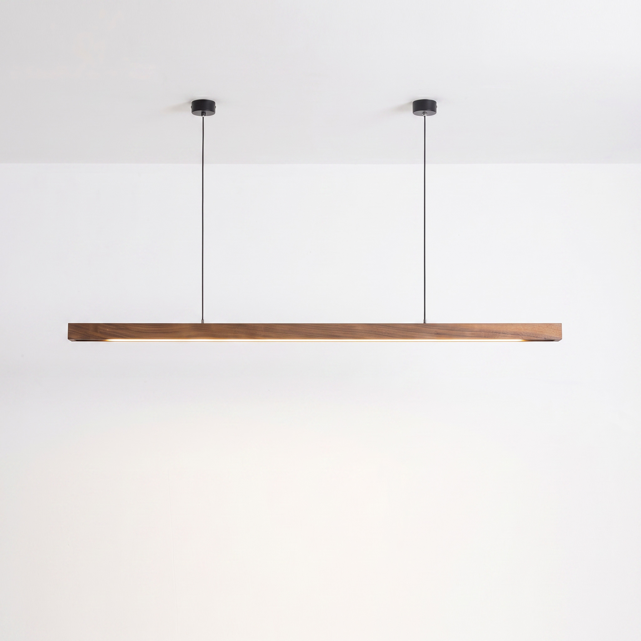 Modern Linear Wood Pendant Light | LED Ceiling Lamp for Kitchen Island & Dining Table