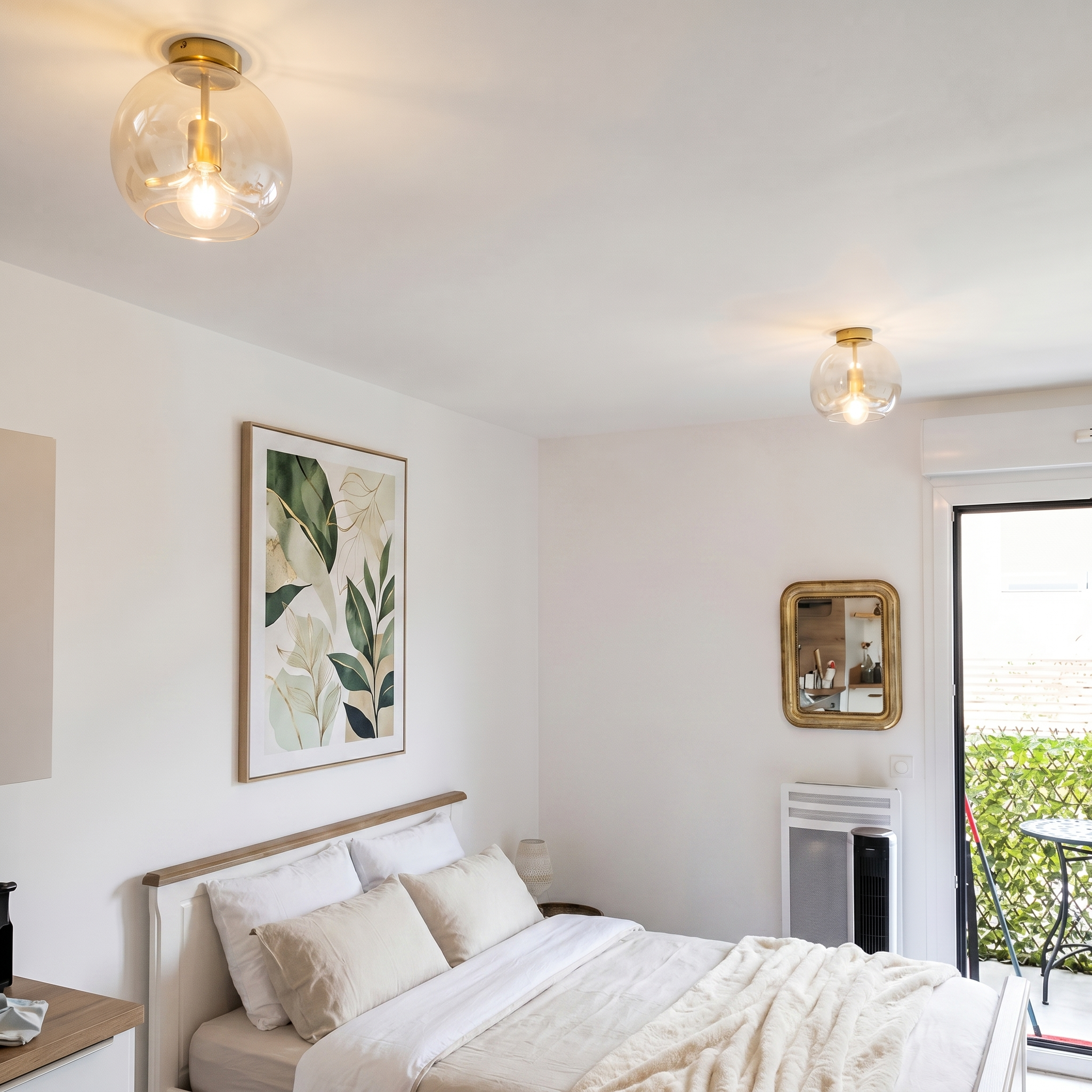 CopperGlow | Modern Glass Globe Ceiling Light | Flush Mount Lamp for Bedroom, Hallway & Entryway