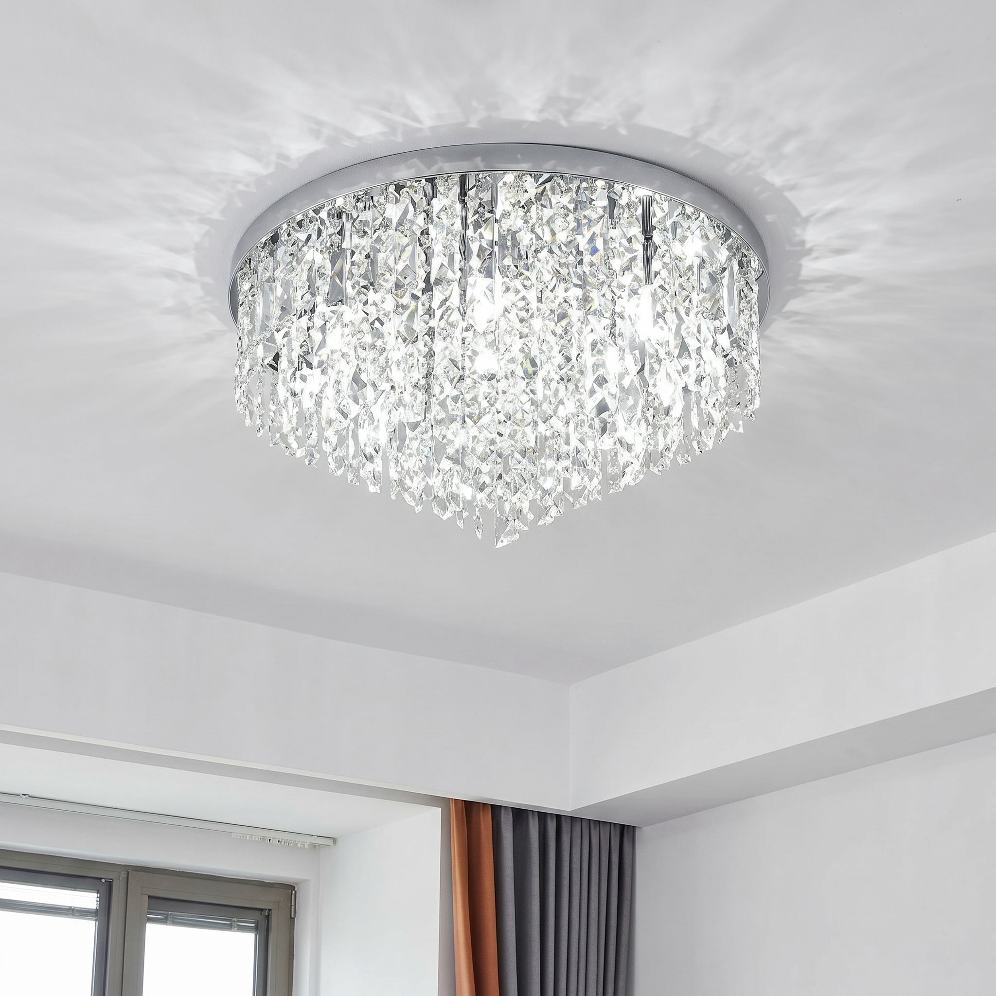 Luxury Crystal Flush Mount Chandelier – Ceiling Light for Bedroom, Hallway & Living Room