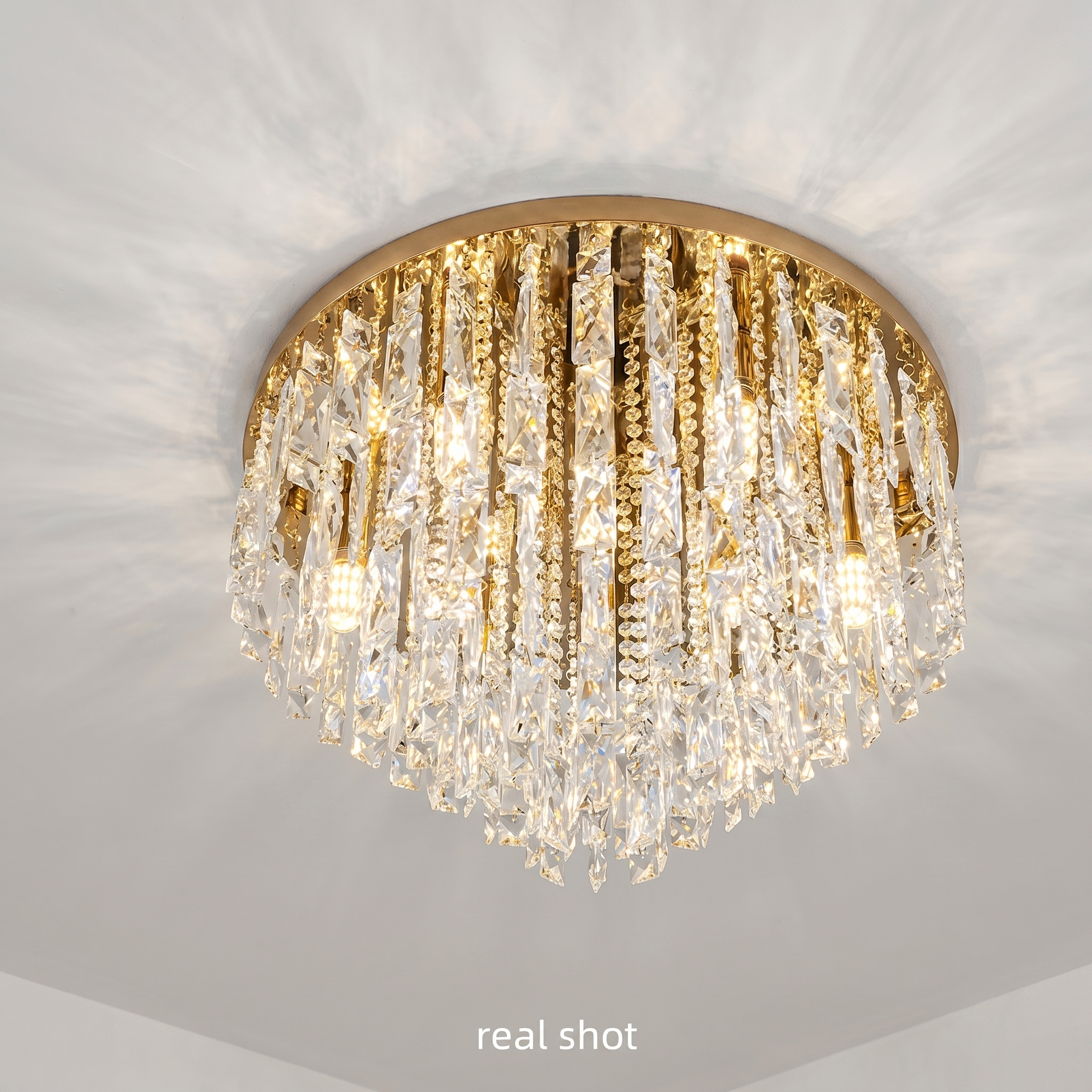 Luxury Crystal Flush Mount Chandelier – Ceiling Light for Bedroom, Hallway & Living Room