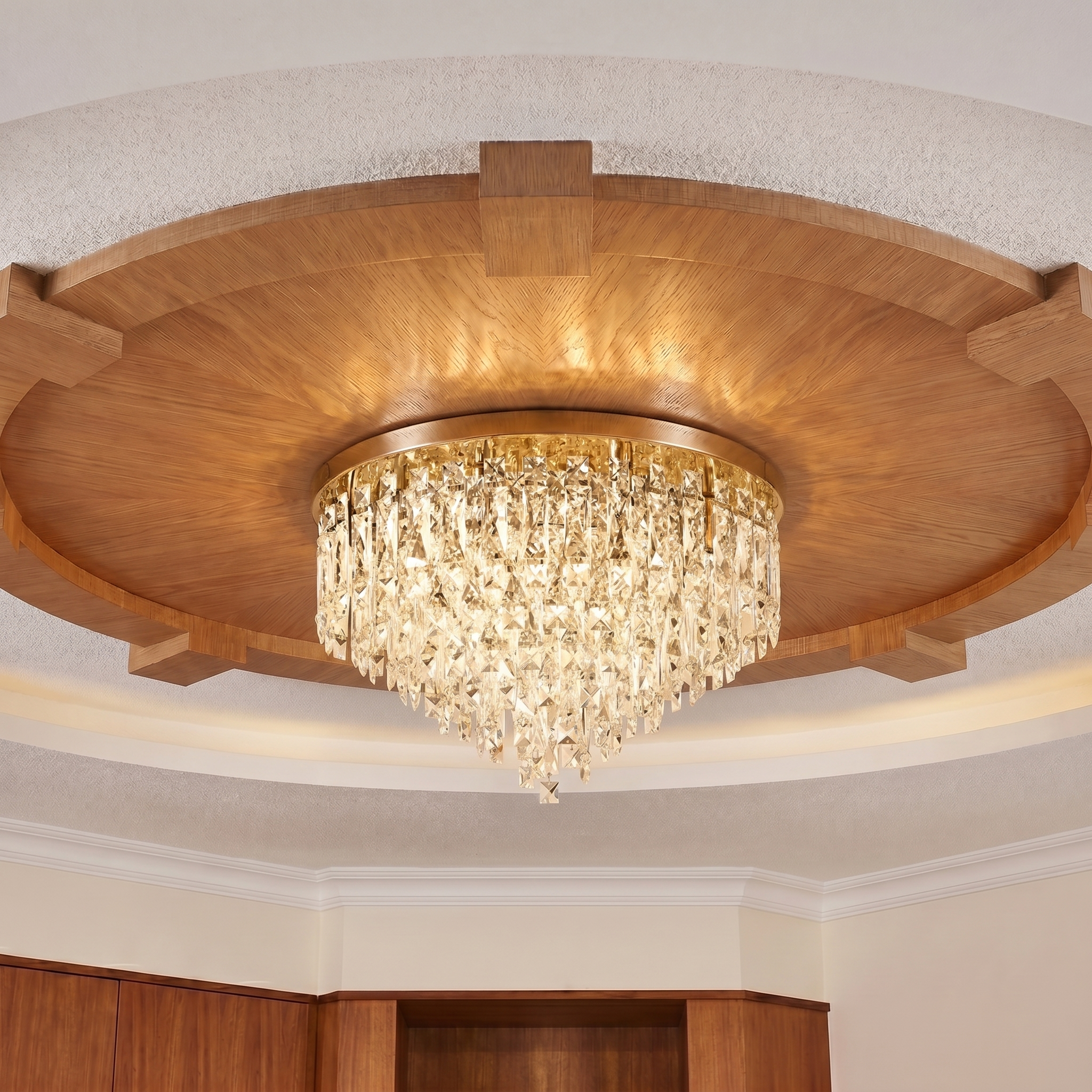 Luxury Crystal Flush Mount Chandelier – Ceiling Light for Bedroom, Hallway & Living Room