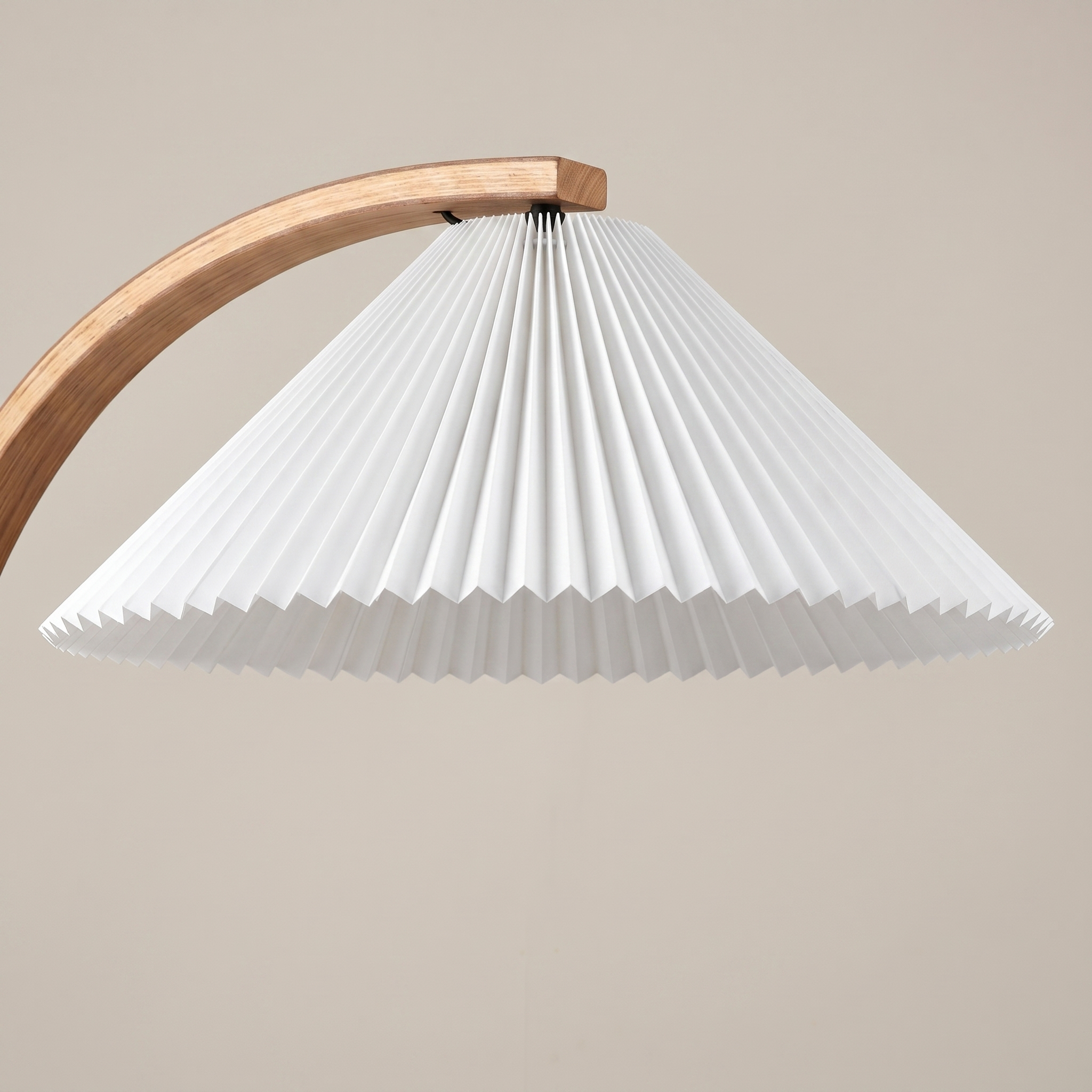 Caprani Collection | Modern Floor Lamp with Curved Beech Wood Stem | Elegant Lighting for Living Room Spaces