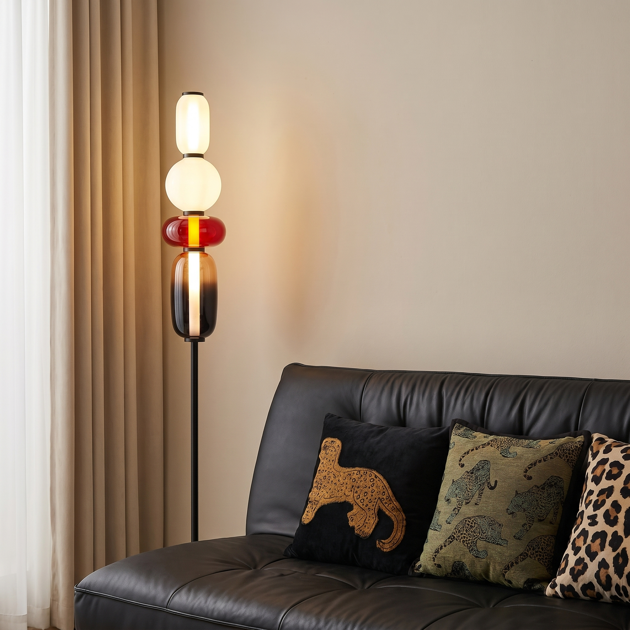 Modern Glass Floor Lamp – Sculptural Standing Light for Living Room & Bedroom