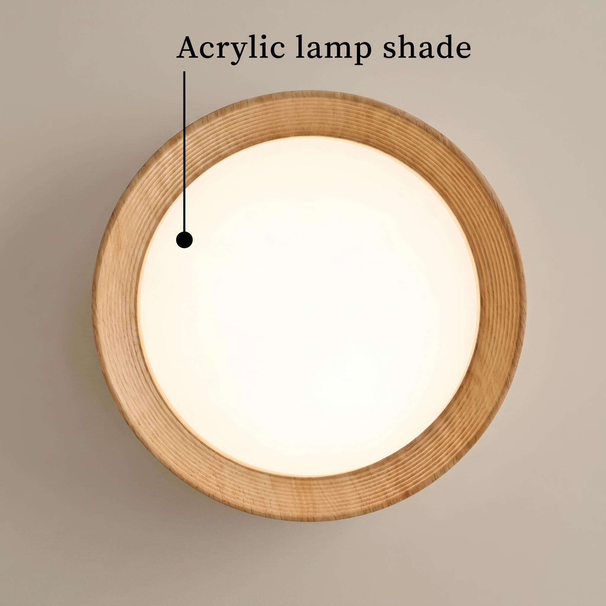 Nordic Creative | Round LED Ceiling Light with Wood Grain Finish | Minimalist Design for Living Room and Bedroom