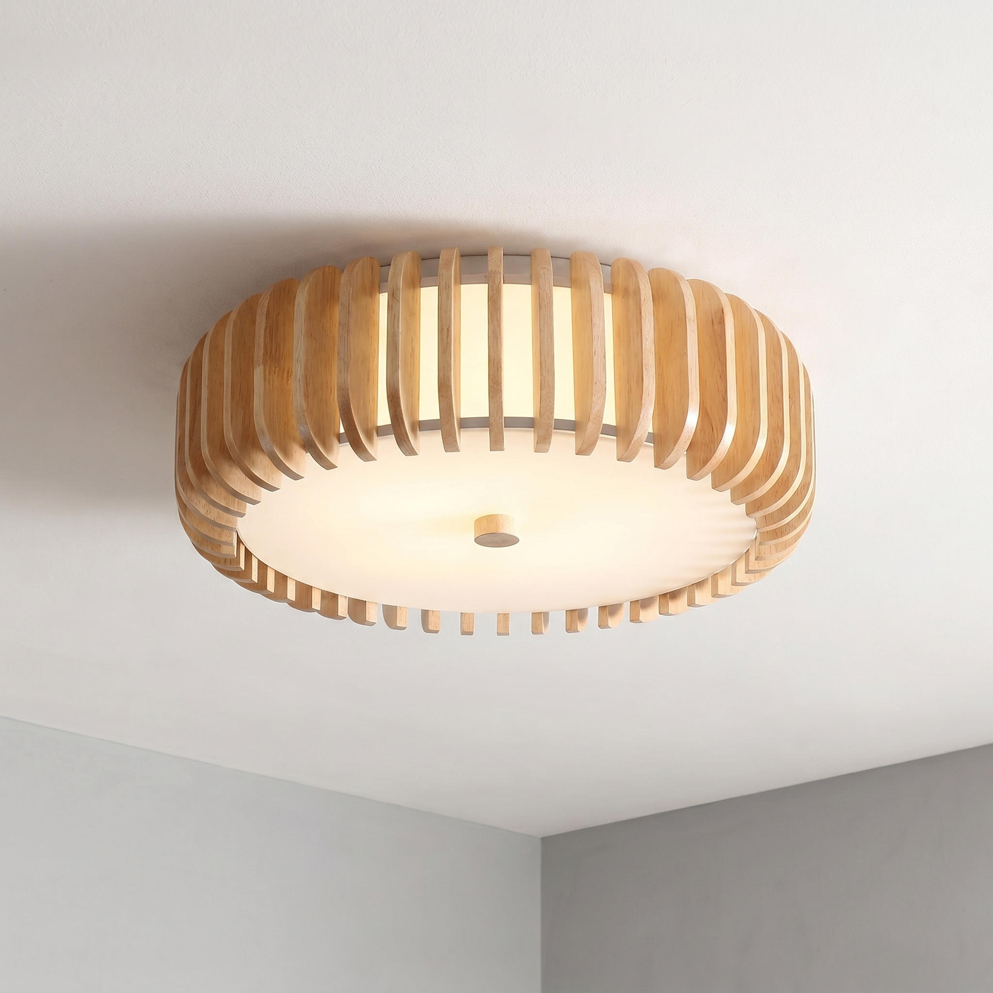 Elegant Wood Ceiling Light Fixture with Circular Design | Perfect Illumination for Dining Room and Living Spaces