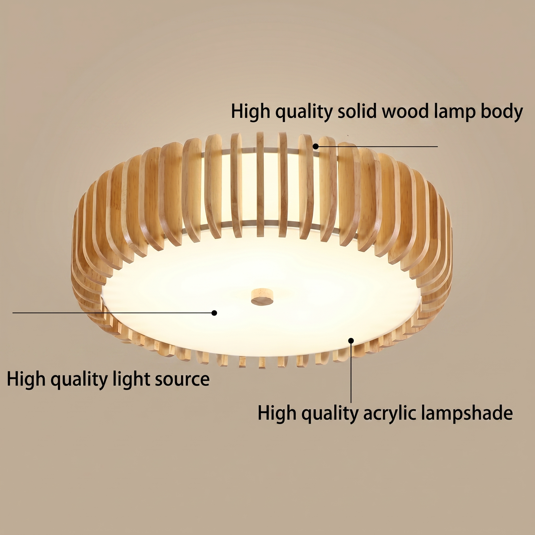 Elegant Wood Ceiling Light Fixture with Circular Design | Perfect Illumination for Dining Room and Living Spaces