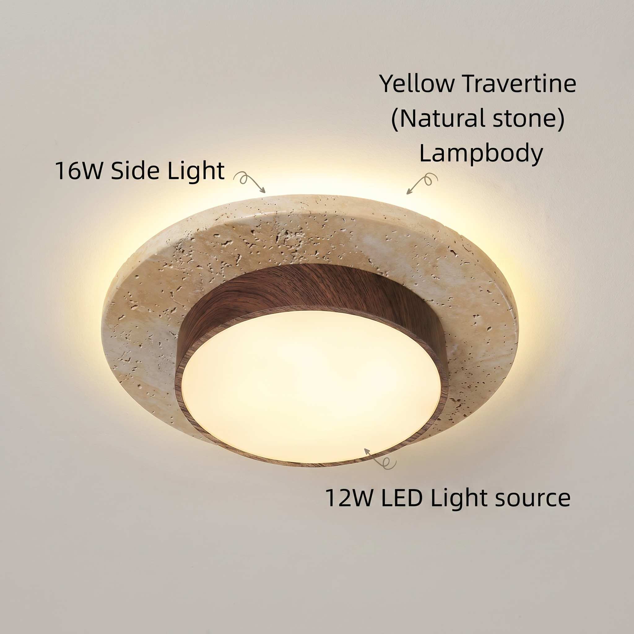 Wabi Sabi Nordic Wood LED Flush Mount Ceiling Light 22cm