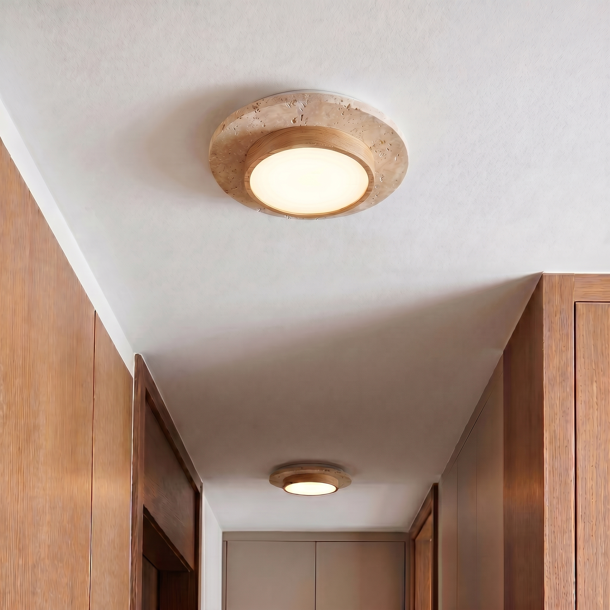 Wabi Sabi Nordic Wood LED Flush Mount Ceiling Light 22cm