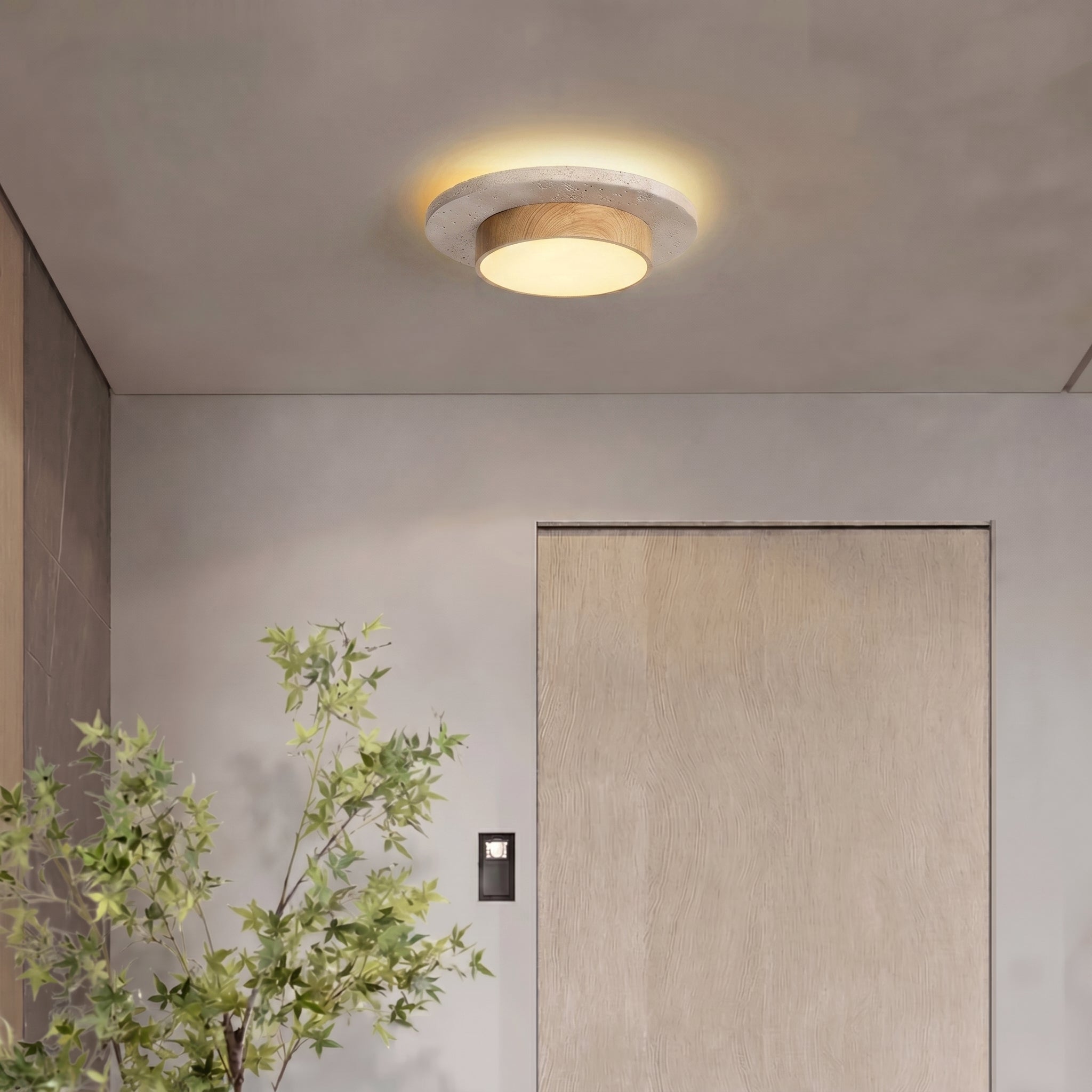 Wabi Sabi Nordic Wood LED Flush Mount Ceiling Light 22cm