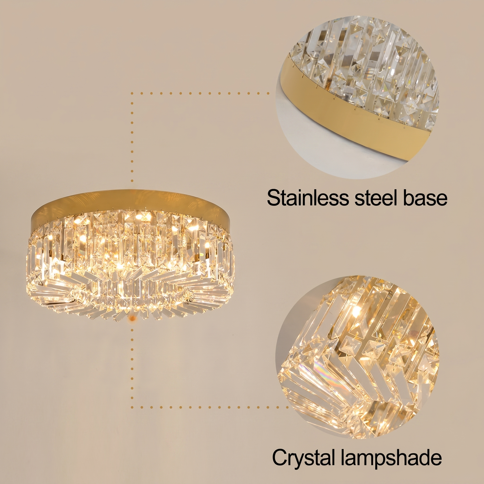 Elegant Crystal Ceiling Lamp | LED Ceiling Light Fixture with Changeable Colors | Modern Design for Living Room Ambiance