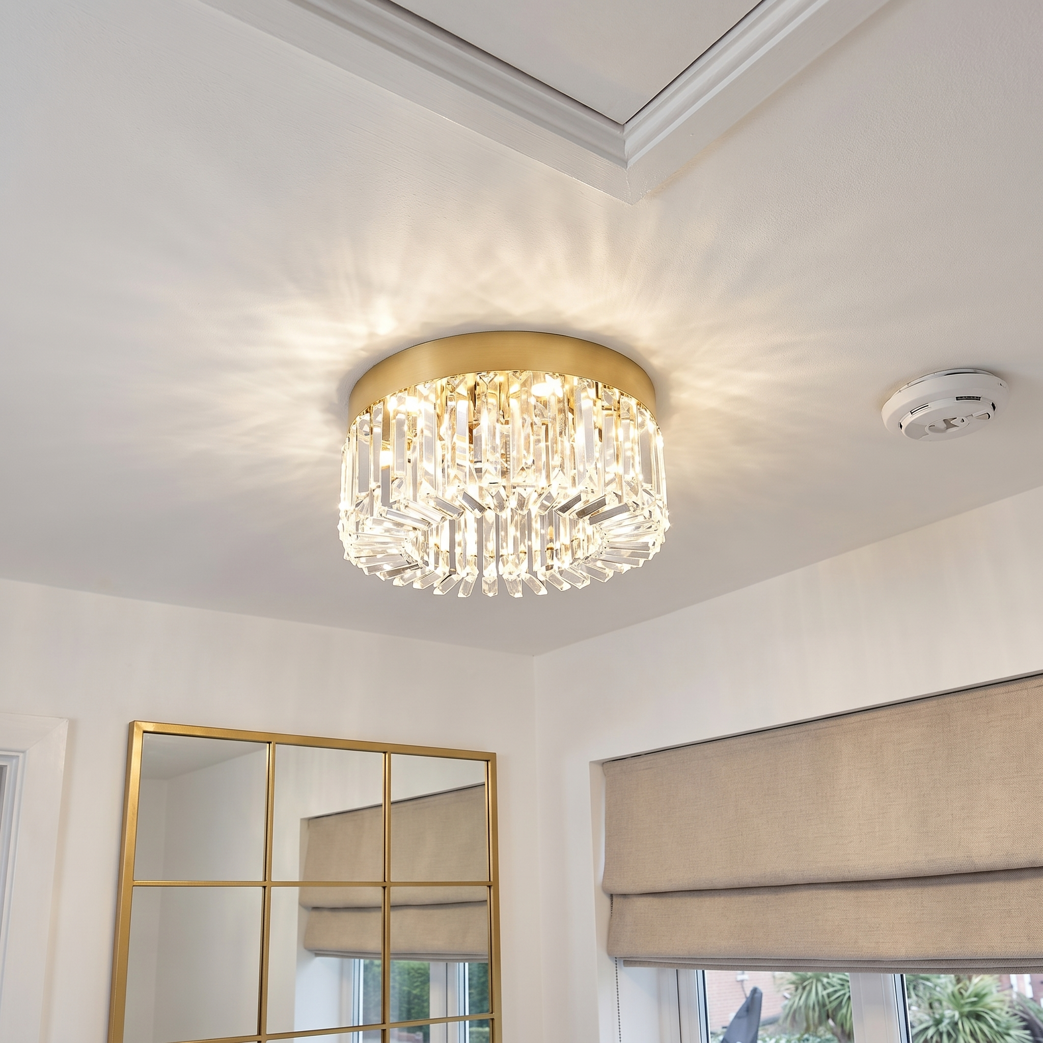Elegant Crystal Ceiling Lamp | LED Ceiling Light Fixture with Changeable Colors | Modern Design for Living Room Ambiance