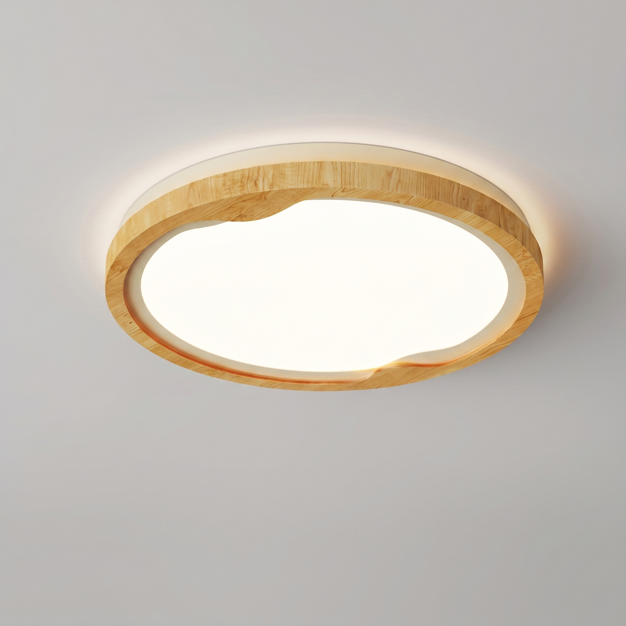 Modern LED Ceiling Light Fixture with Dimmable Brightness | Stylish Wood Grain Design for Home Decor