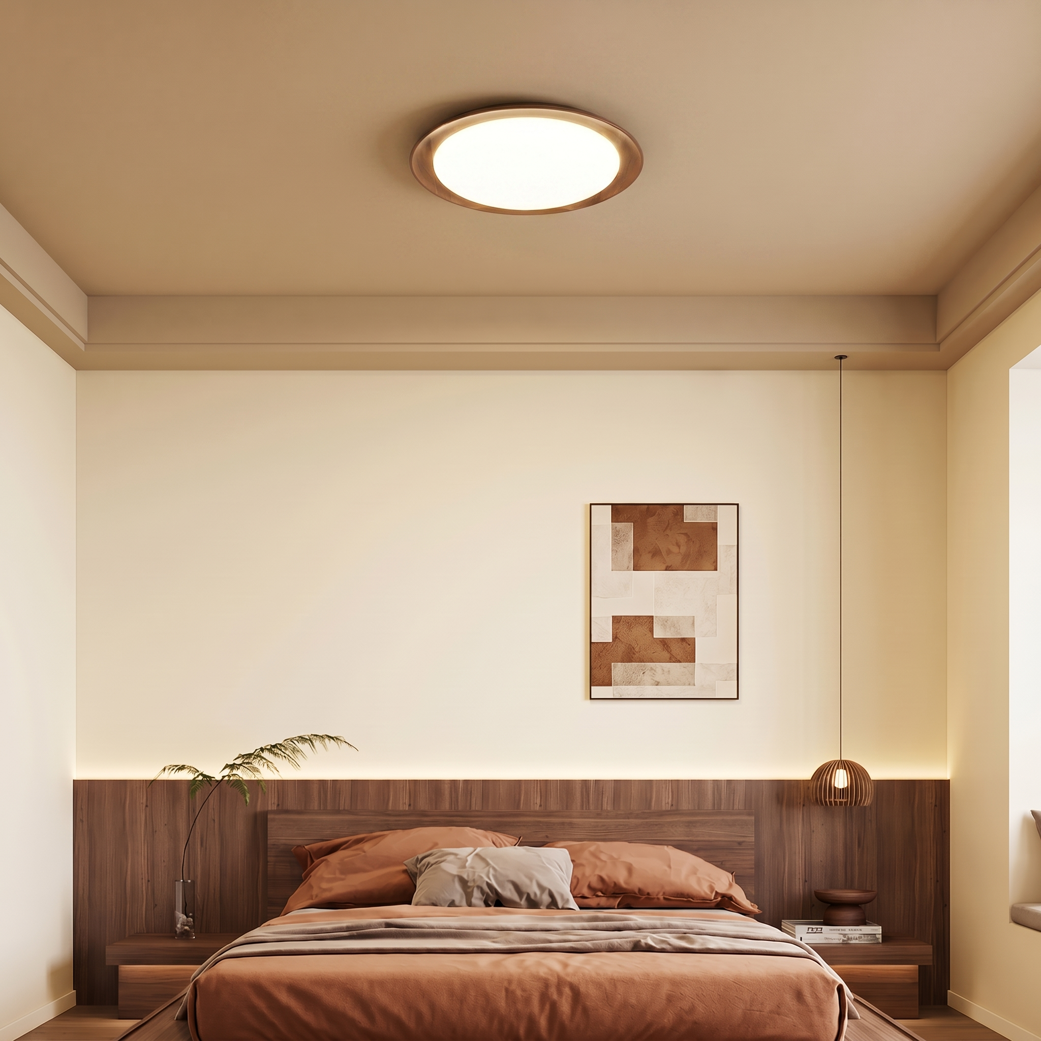 Nordic Style Wood Style LED Flush Mount Ceiling Light