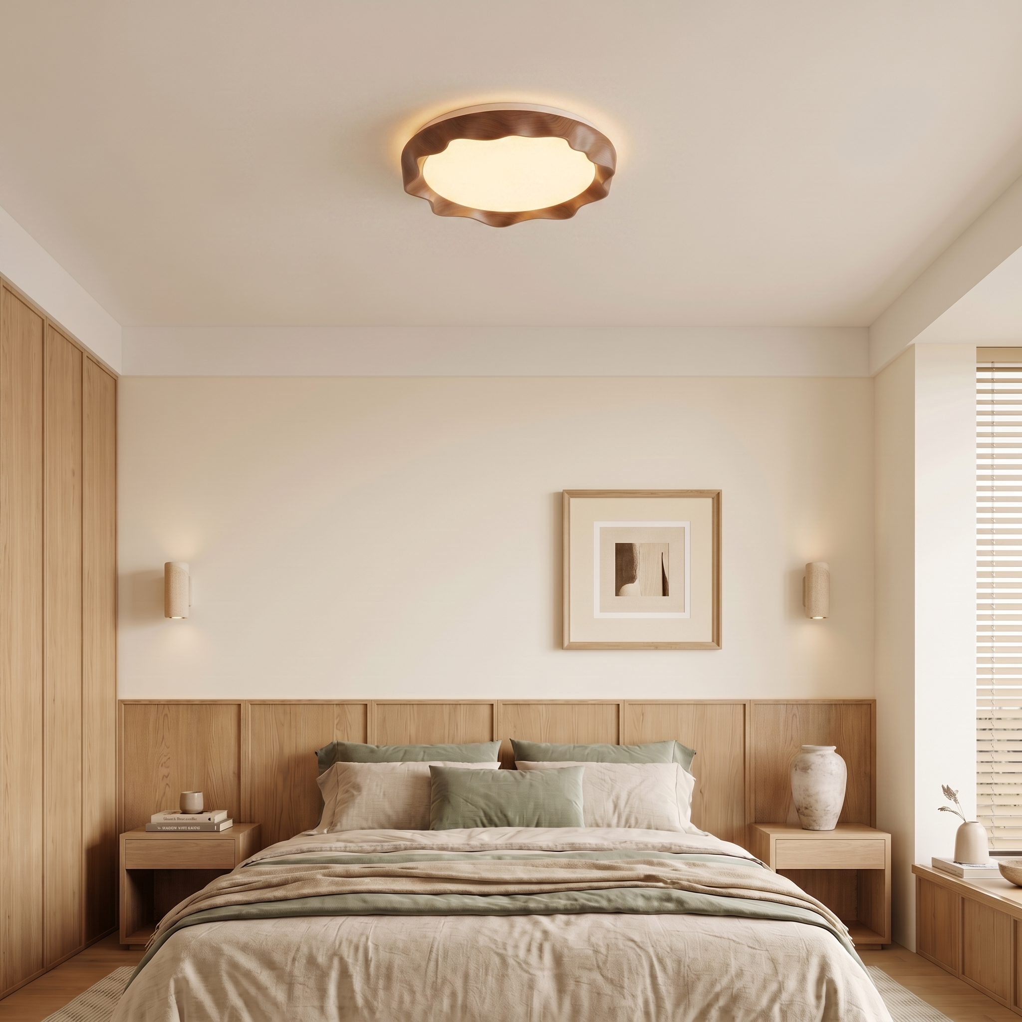 Nordic Wood Grain LED Flush Mount Ceiling Light
