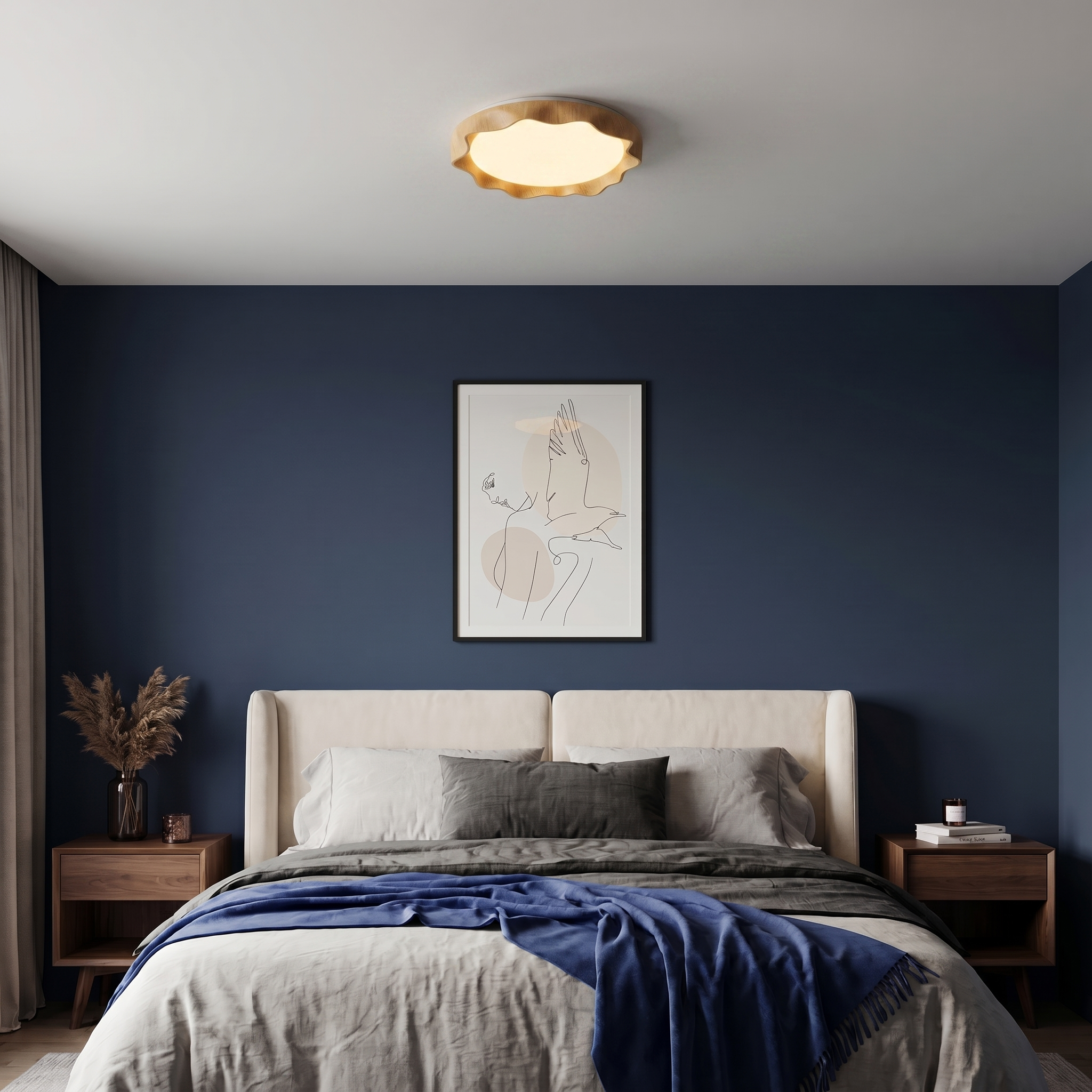 Nordic Wood Grain LED Flush Mount Ceiling Light