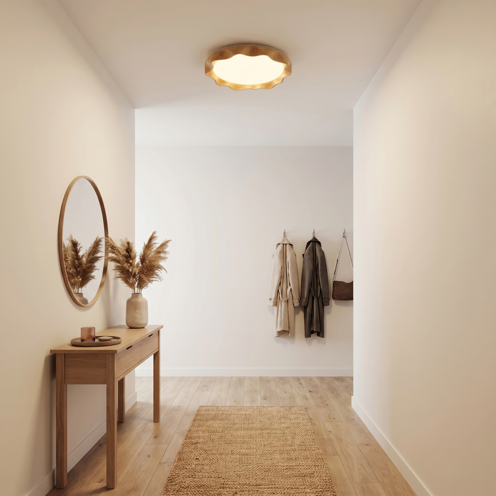 Nordic Wood Grain LED Flush Mount Ceiling Light