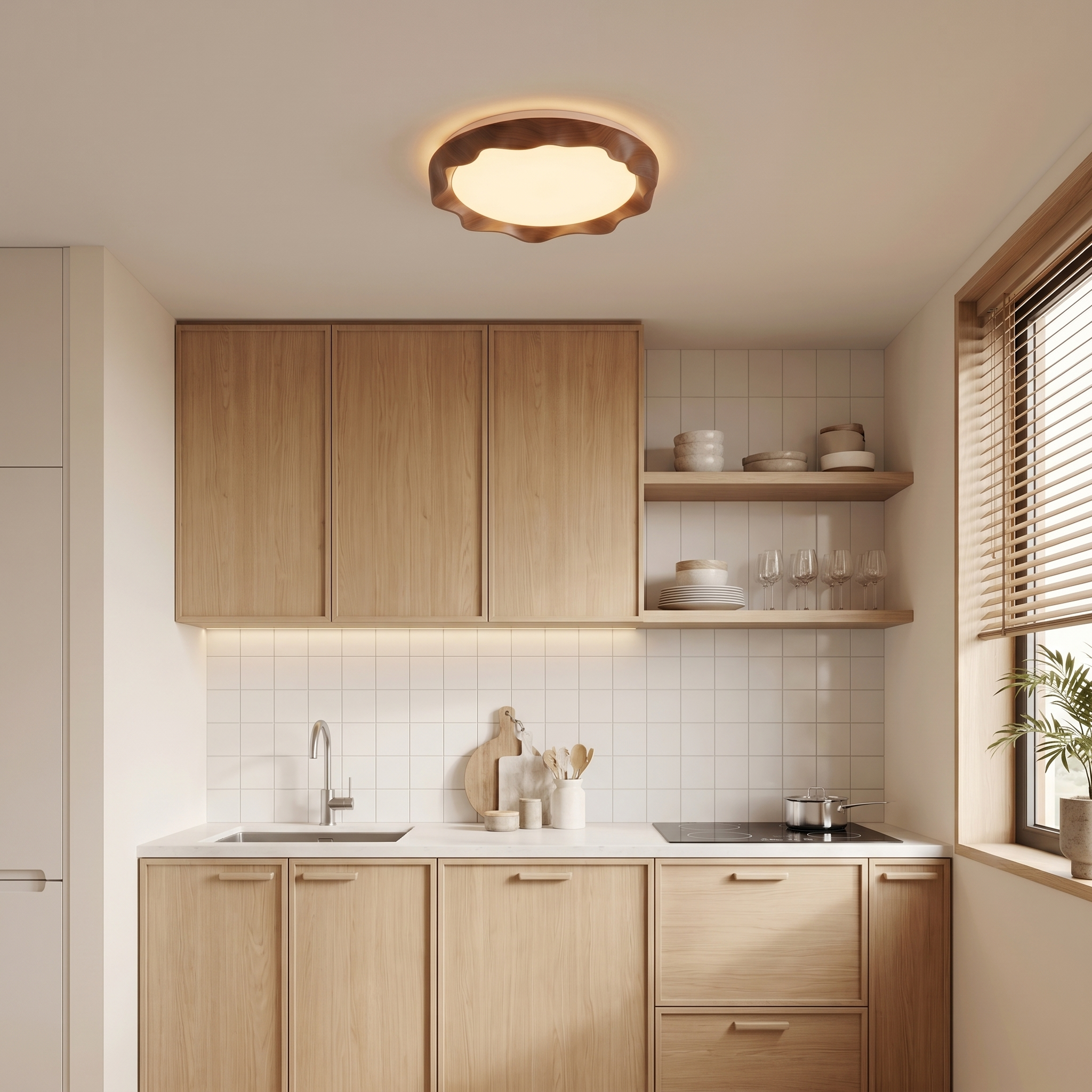 Nordic Wood Grain LED Flush Mount Ceiling Light