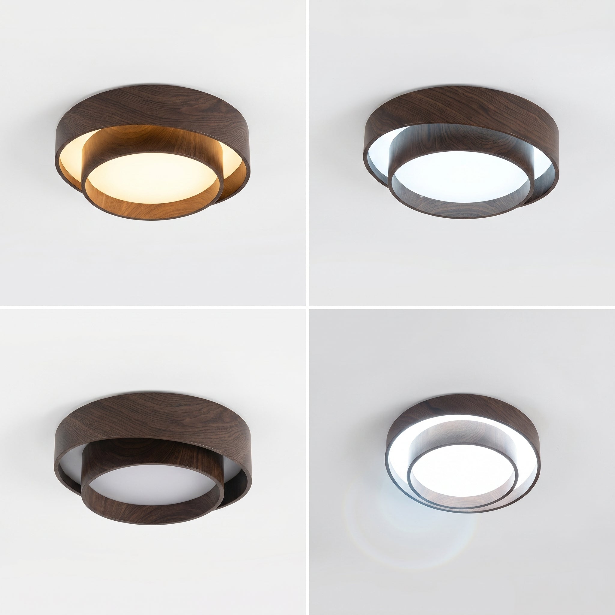 Nordic Walnut Grain LED Flush Mount Ceiling Light