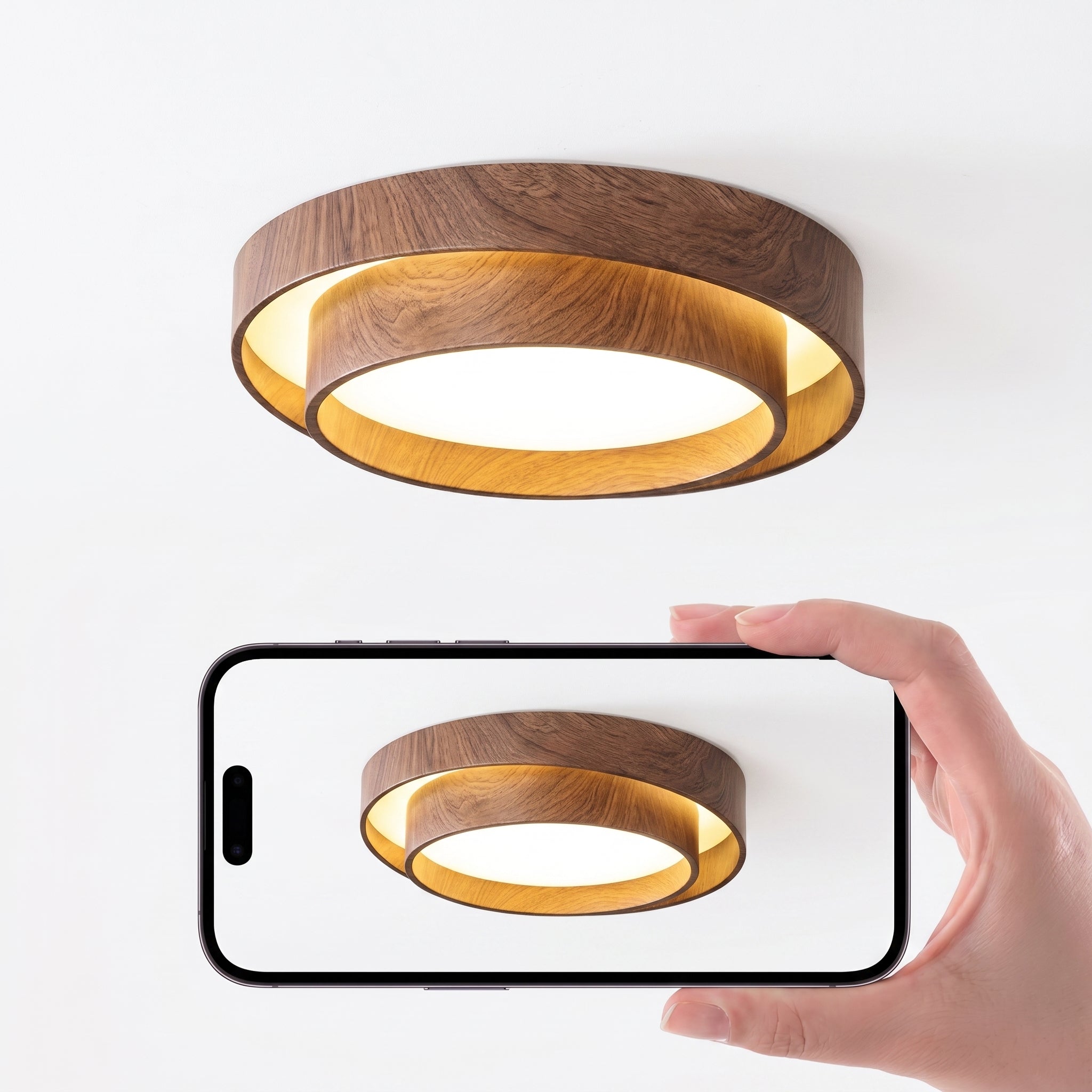 Nordic Walnut Grain LED Flush Mount Ceiling Light