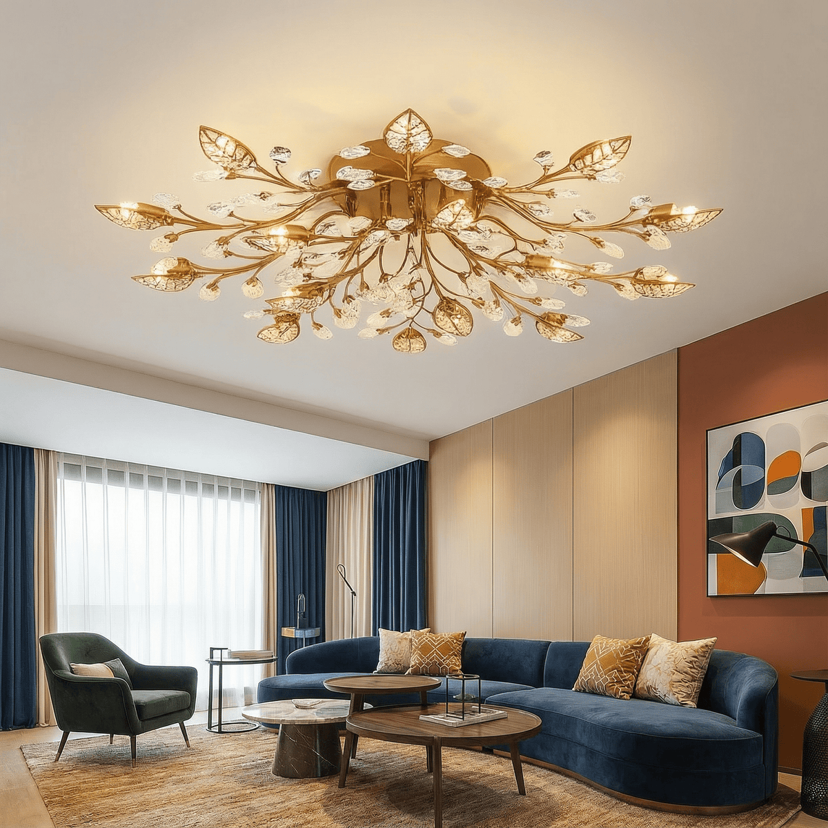 Luminara | Elegant Crystal Flush Mount Ceiling Light Fixture - Kelvinum