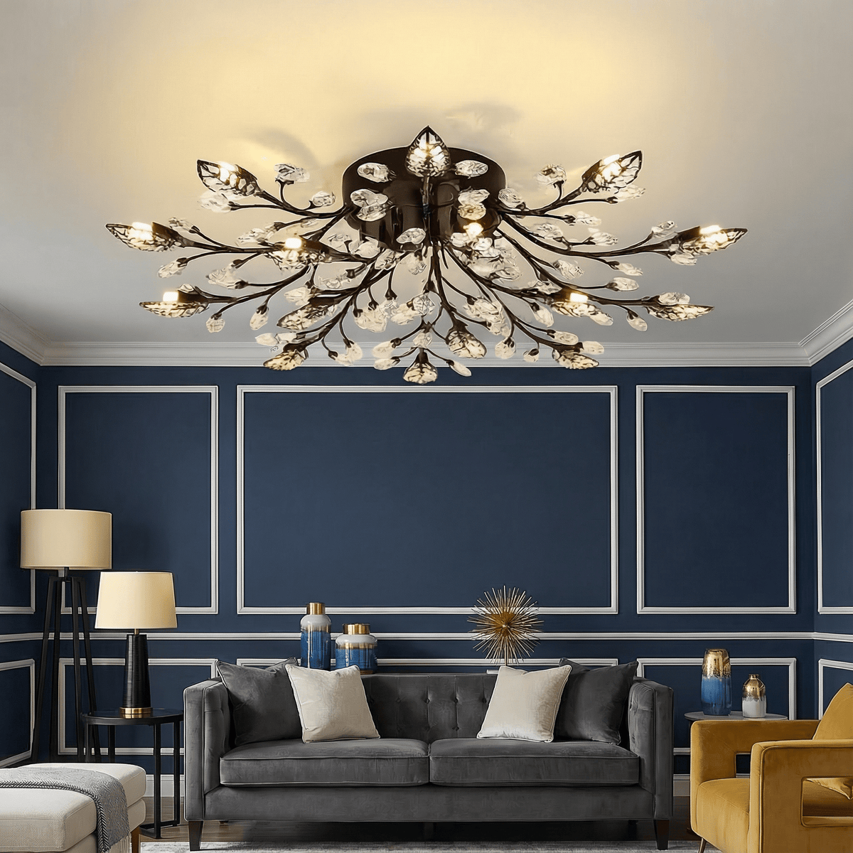 Luminara | Elegant Crystal Flush Mount Ceiling Light Fixture - Kelvinum