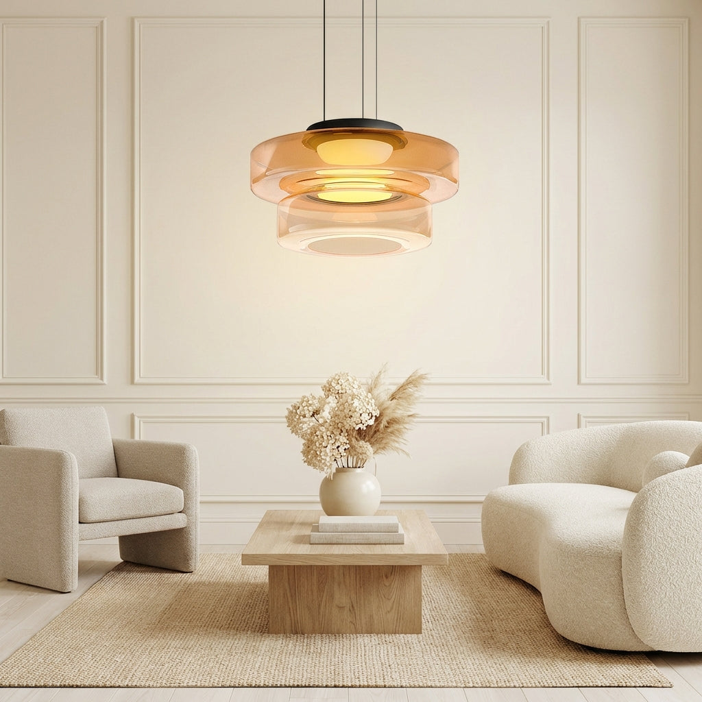 Luminara | Dynamic Amber Glass Kitchen Pendant Lighting Fixture