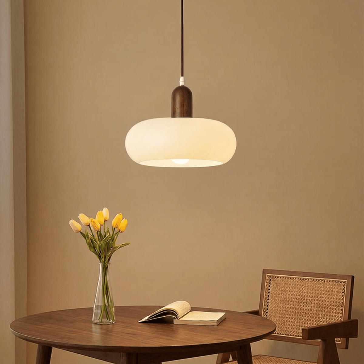 ScandiGlow | Elegant Minimalist Cream LED Pendant Light Fixture - Kelvinum