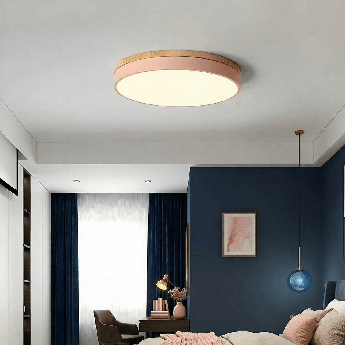 WoodAura | Stylish Modern LED Flush Mount Ceiling Light Fixture - Kelvinum