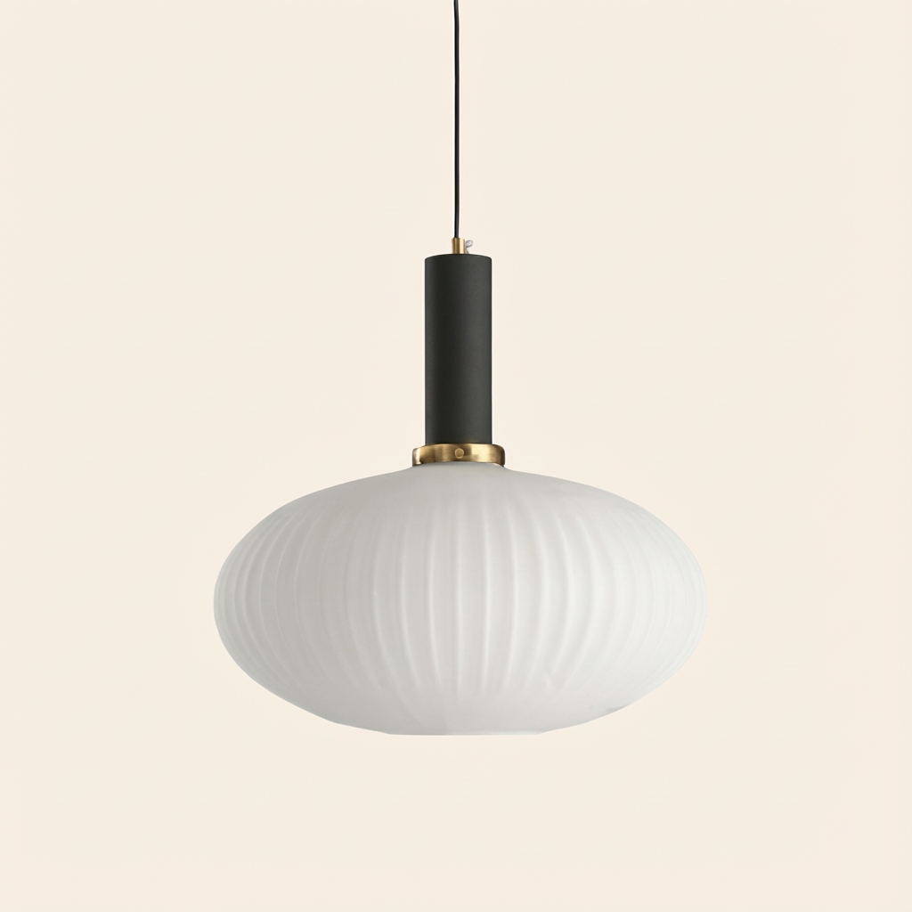 GemstoneGlow | Elegant Vintage Ribbed Glass Pendant Light Fixture