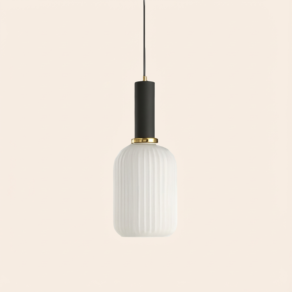 GemstoneGlow | Elegant Vintage Ribbed Glass Pendant Light Fixture