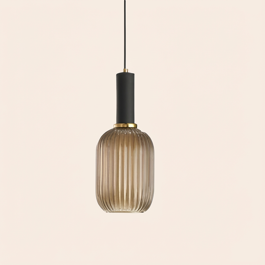 GemstoneGlow | Elegant Vintage Ribbed Glass Pendant Light Fixture