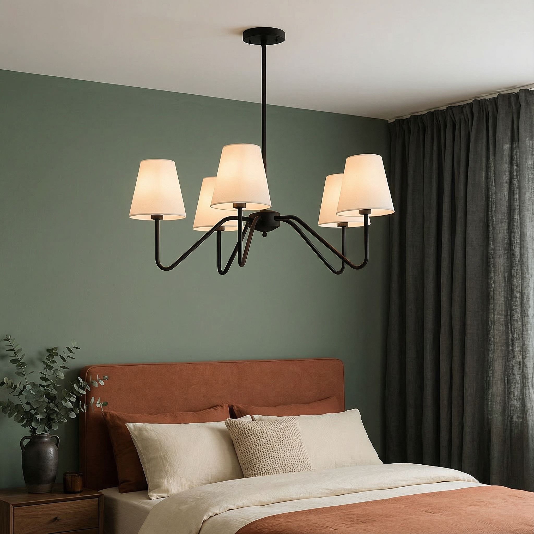 SilkenAura | Elegant Modern Silk Bedroom Chandelier Light