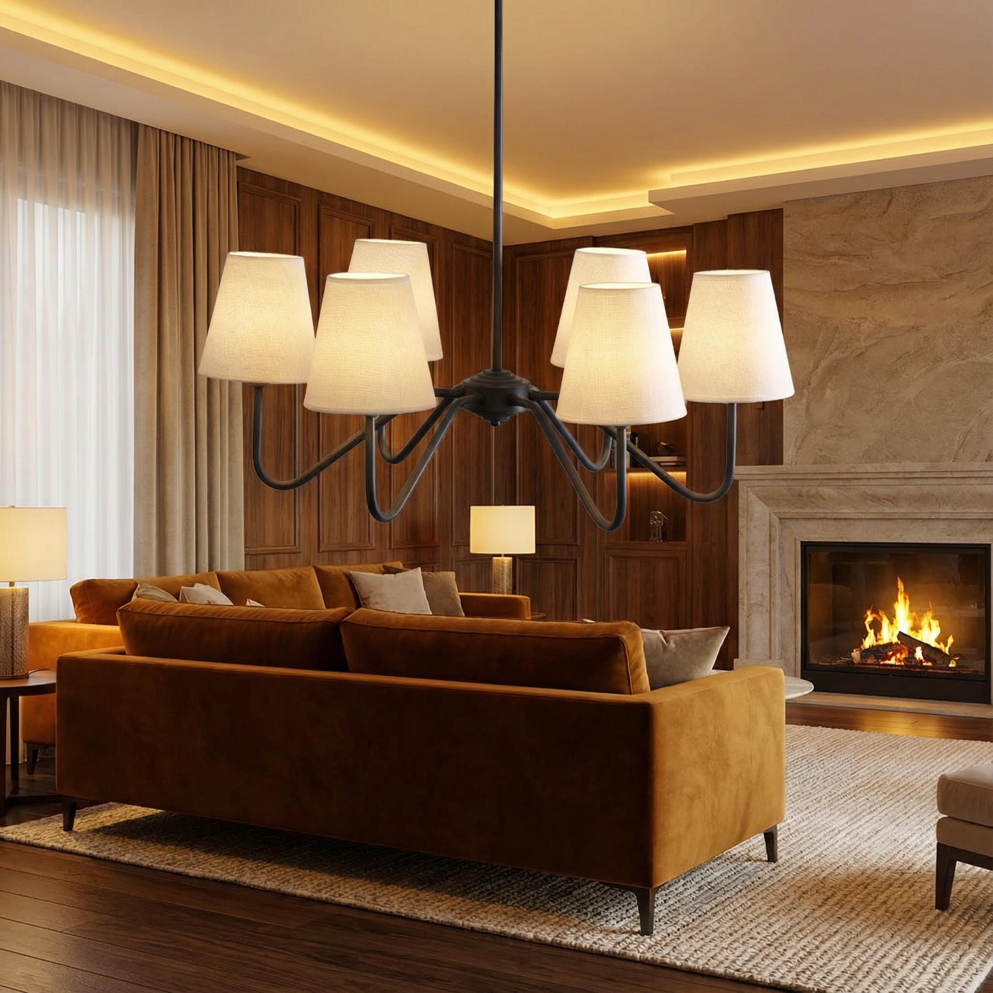 SilkenAura | Elegant Modern Silk Bedroom Chandelier Light