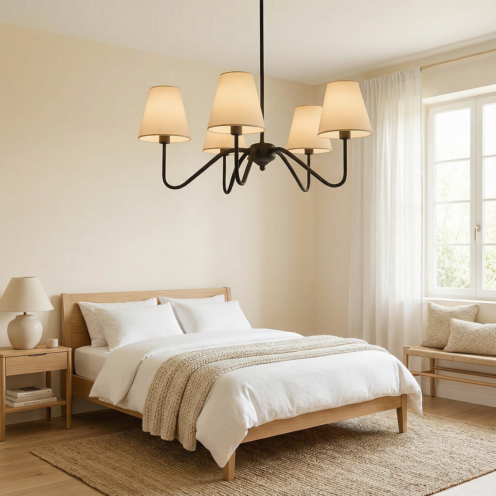SilkenAura | Elegant Modern Silk Bedroom Chandelier Light