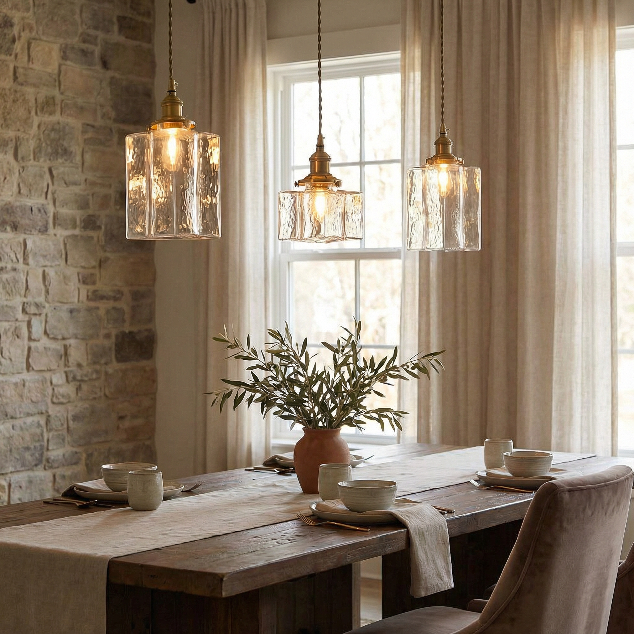 SavoyGlass | Elegant Retro Textured Glass Pendant Light Fixture