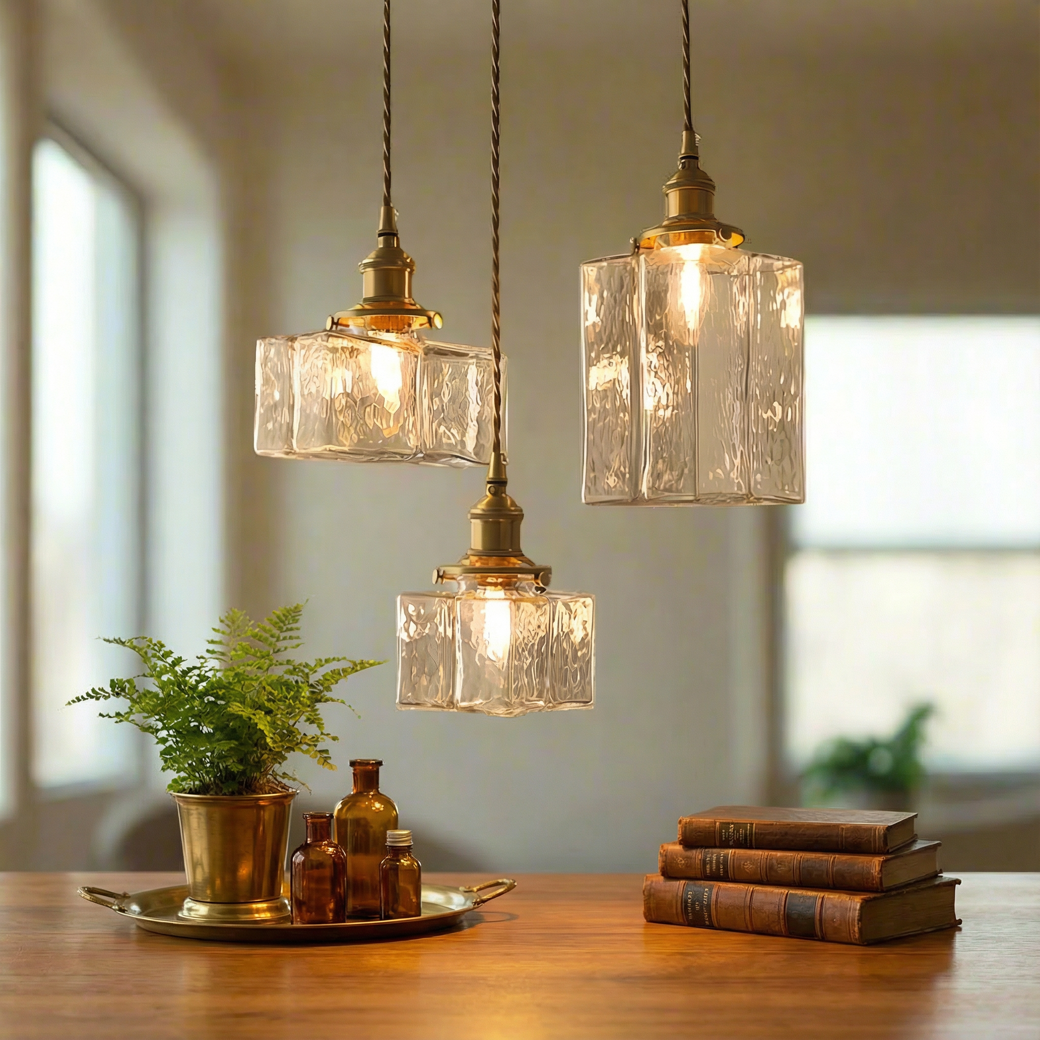 SavoyGlass | Elegant Retro Textured Glass Pendant Light Fixture