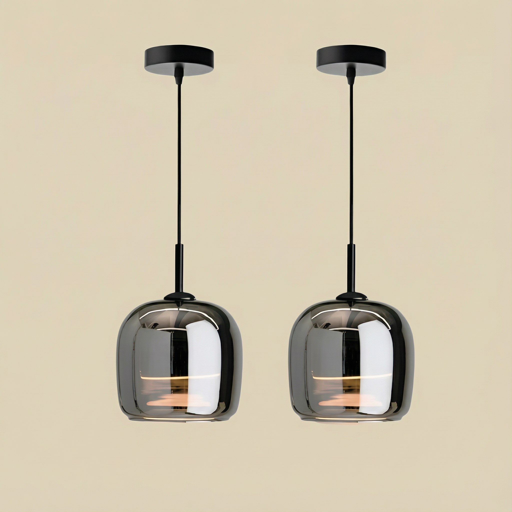 EmberGlow | Elegant Smoky Gray Glass Kitchen Pendant Light Fixture