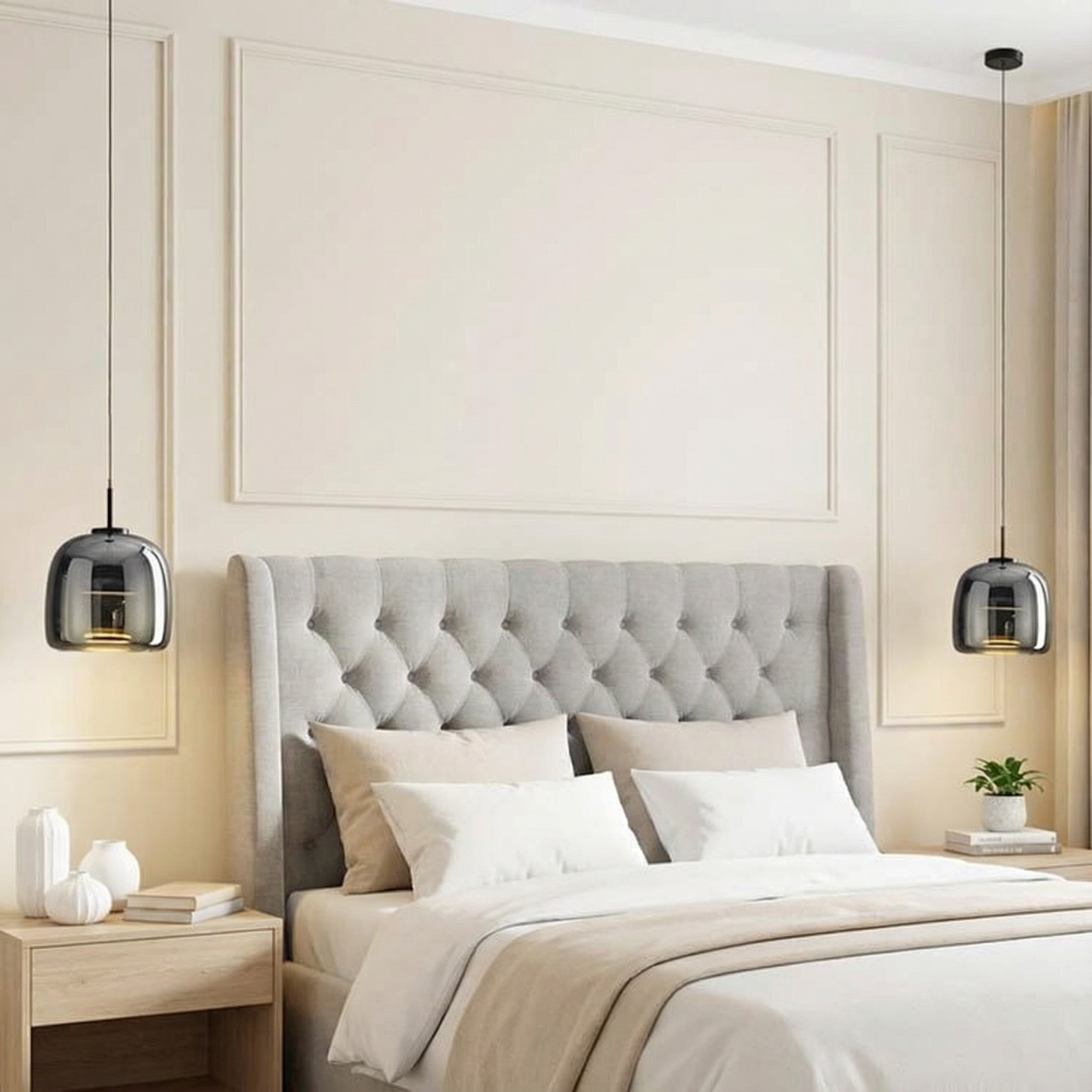 EmberGlow | Elegant Smoky Gray Glass Kitchen Pendant Light Fixture